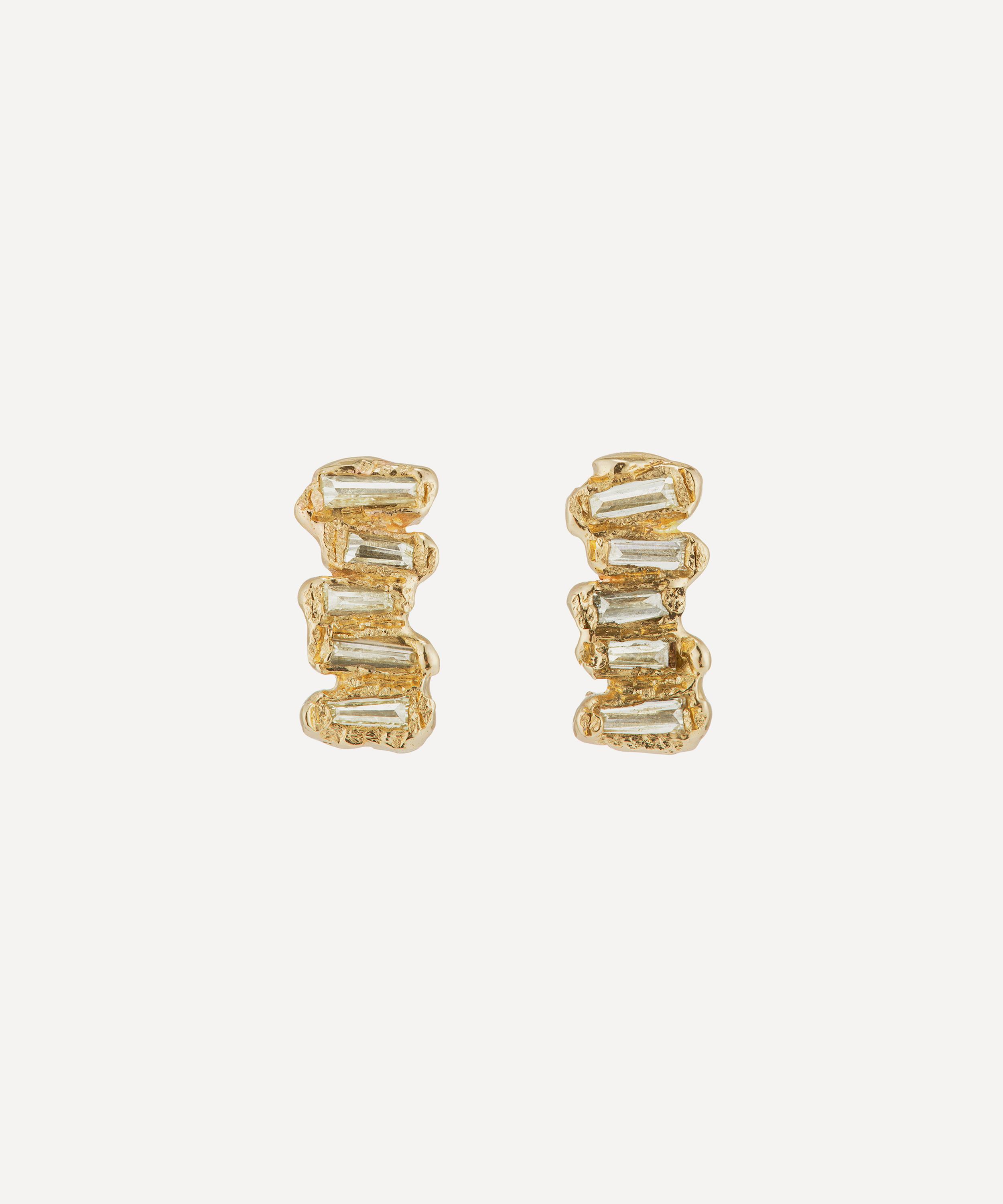Ellis Mhairi Cameron - 14ct Gold X Baguette Lemon Diamond Scatter Large Stud Earrings image number 0