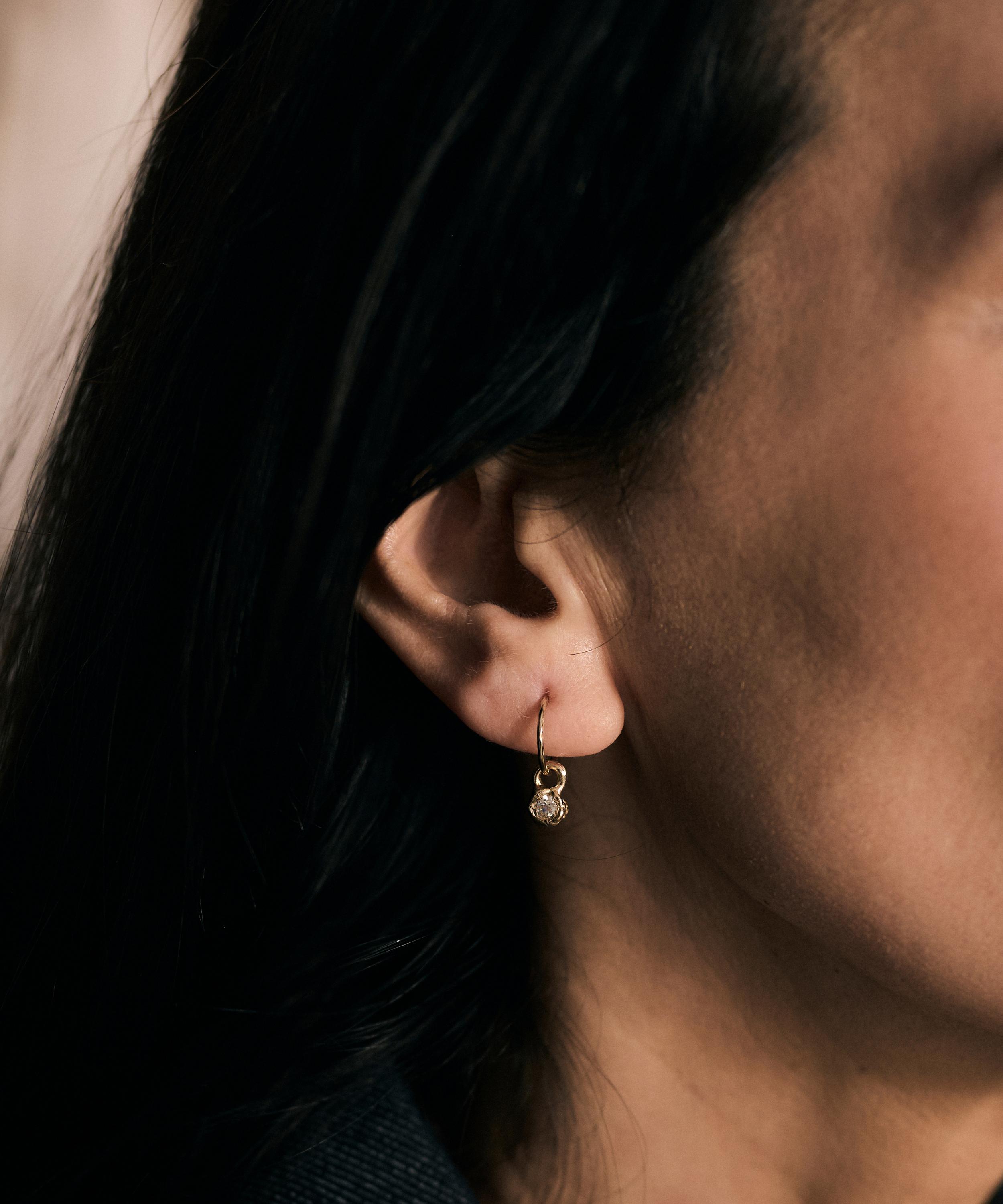 Ellis Mhairi Cameron - 14ct Gold X Old Cut Diamond Drop Hoop Earrings image number 1