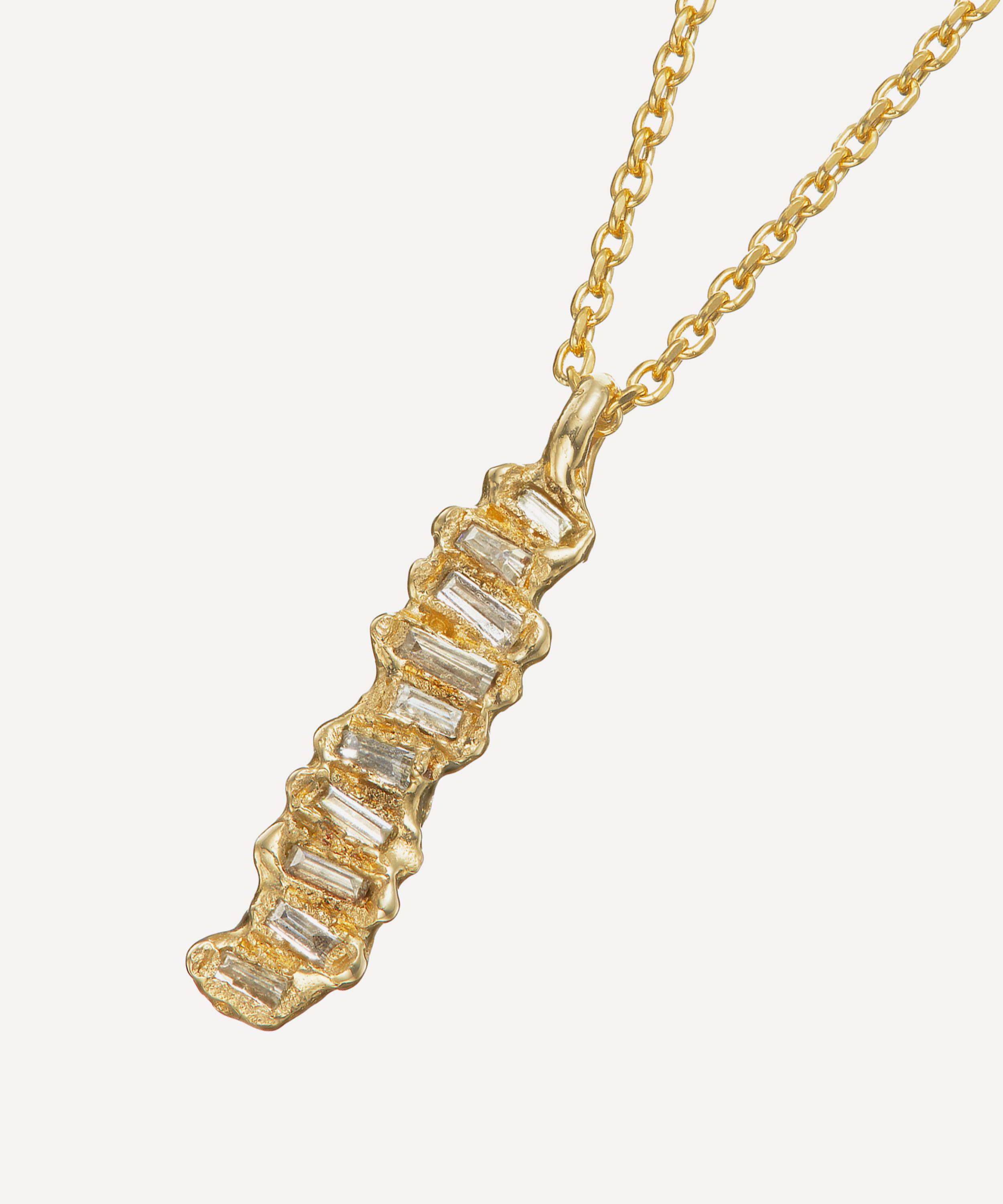 Ellis Mhairi Cameron - 14ct Gold X Baguette Lemon Diamond Scatter Extra Large Pendant Necklace image number 0