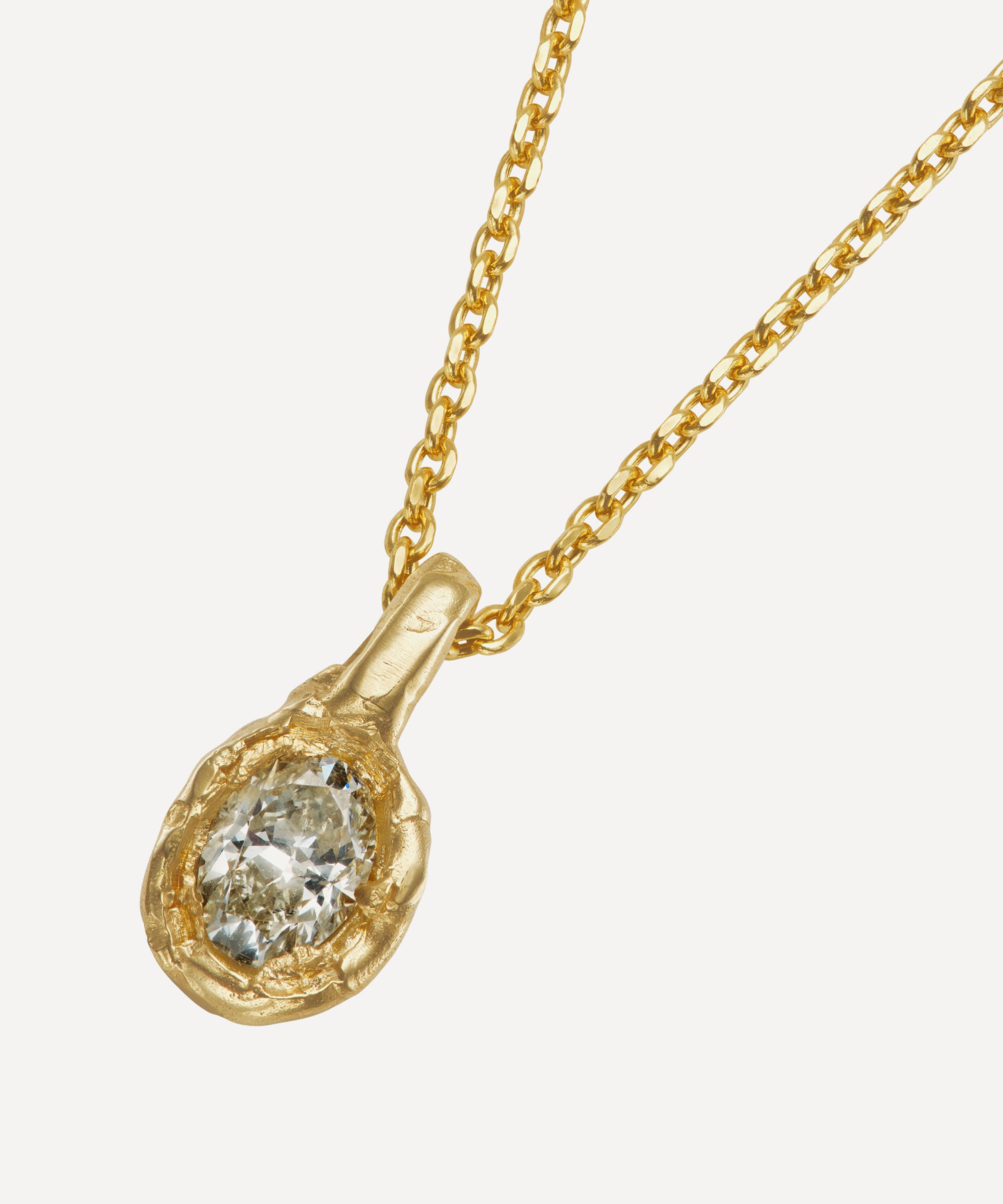 Ellis Mhairi Cameron - 14ct Gold Armach Oval Lemon Diamond Nugget Pendant Necklace image number 0