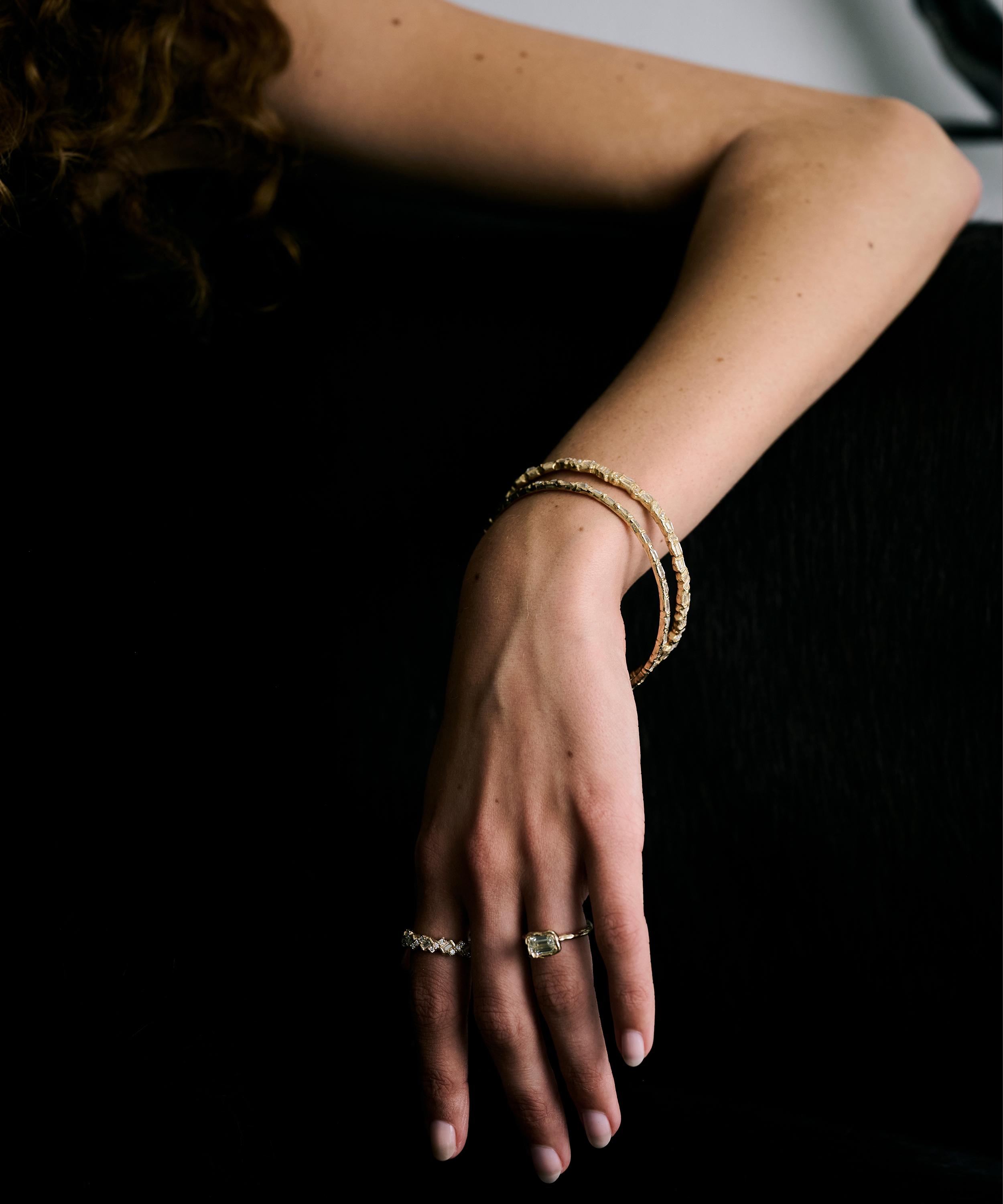 Ellis Mhairi Cameron - 14ct Gold Armach Diamond Bangle Bracelet I image number 2
