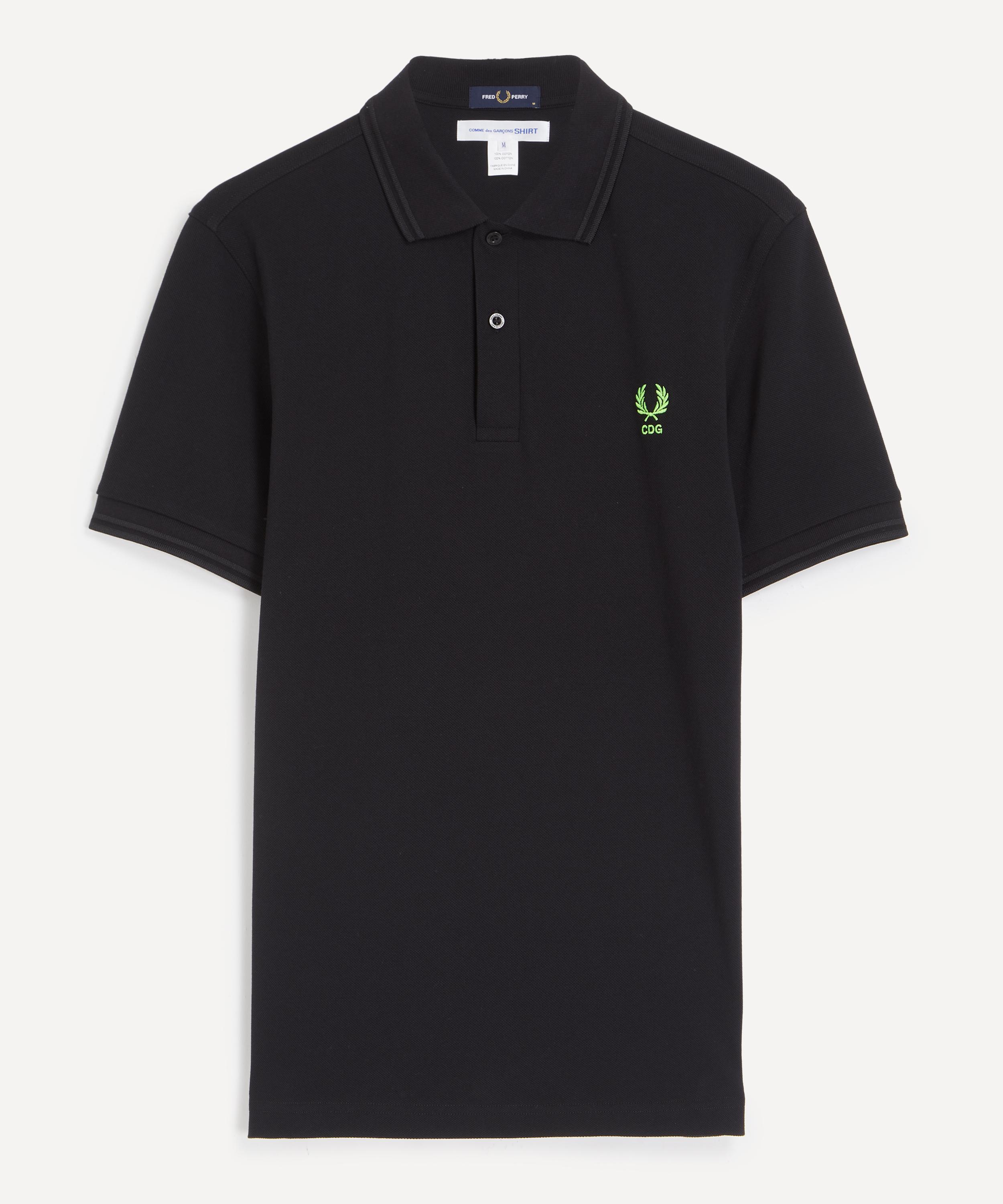 Comme des Gar&ccedil;ons Shirt - x Fred Perry Green Fluorescent Embroidery Polo Shirt image number 0