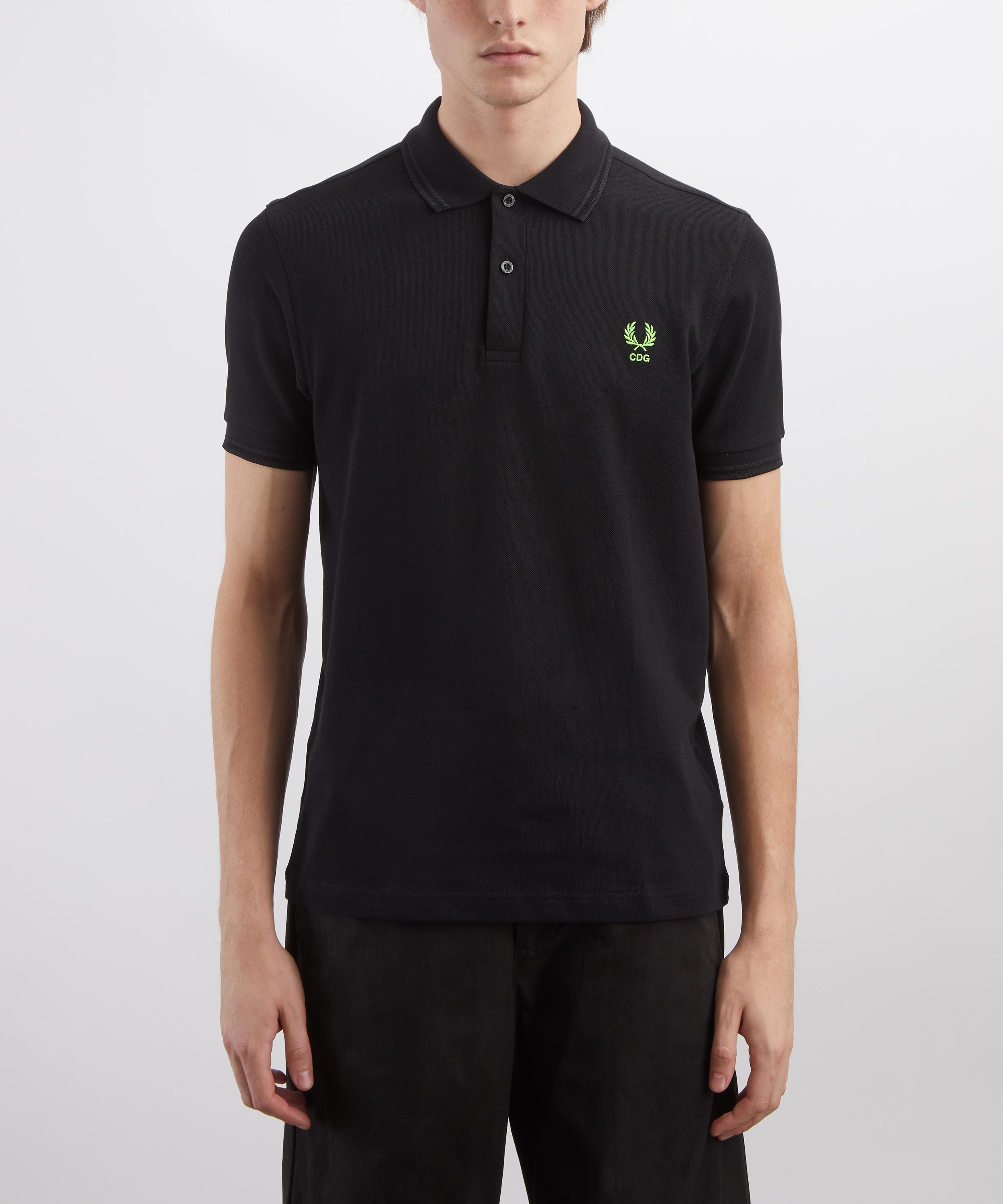 Comme des Gar&ccedil;ons Shirt - x Fred Perry Green Fluorescent Embroidery Polo Shirt image number 2