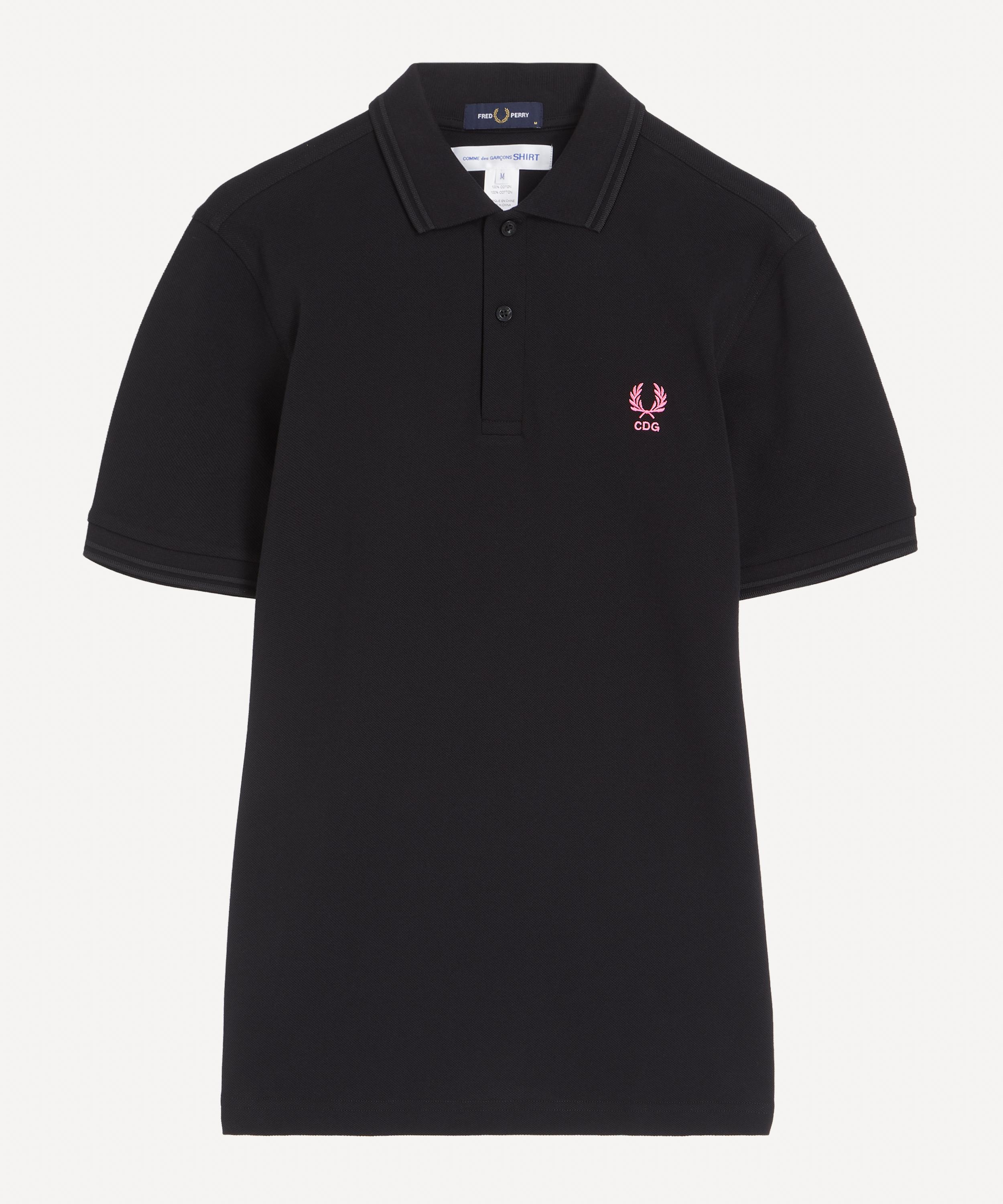 Comme des Gar&ccedil;ons Shirt - x Fred Perry Pink Fluorescent Embroidery Polo Shirt image number 0