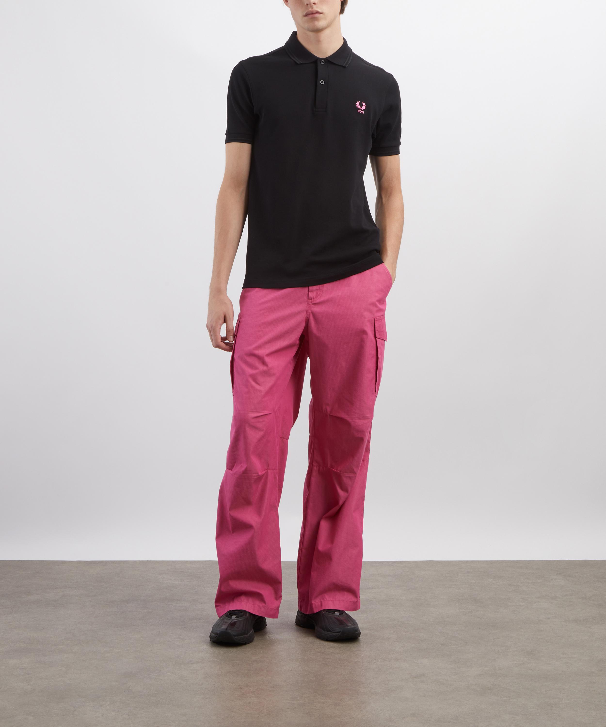 Comme des Gar&ccedil;ons Shirt - x Fred Perry Pink Fluorescent Embroidery Polo Shirt image number 1