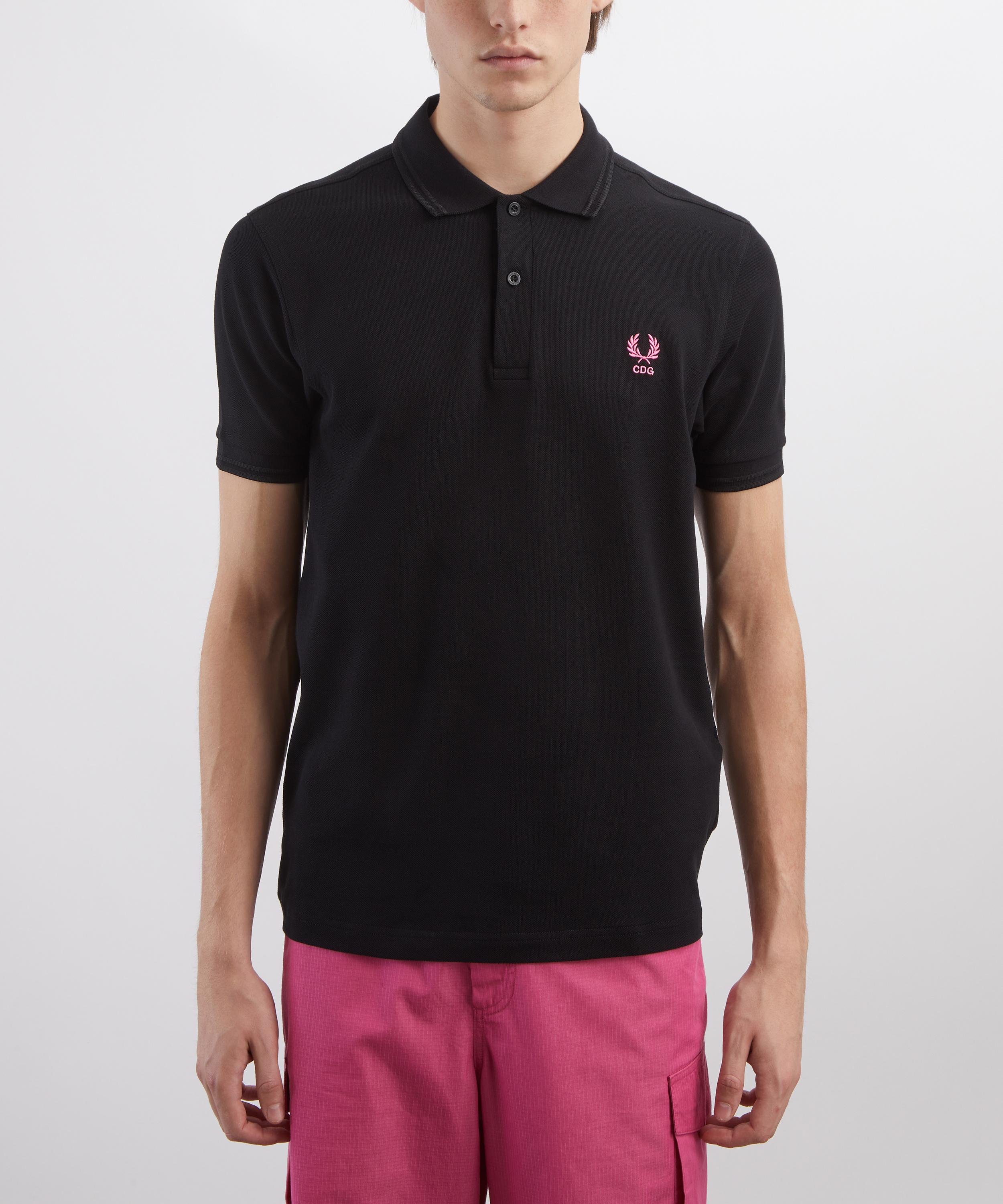 Comme des Gar&ccedil;ons Shirt - x Fred Perry Pink Fluorescent Embroidery Polo Shirt image number 2
