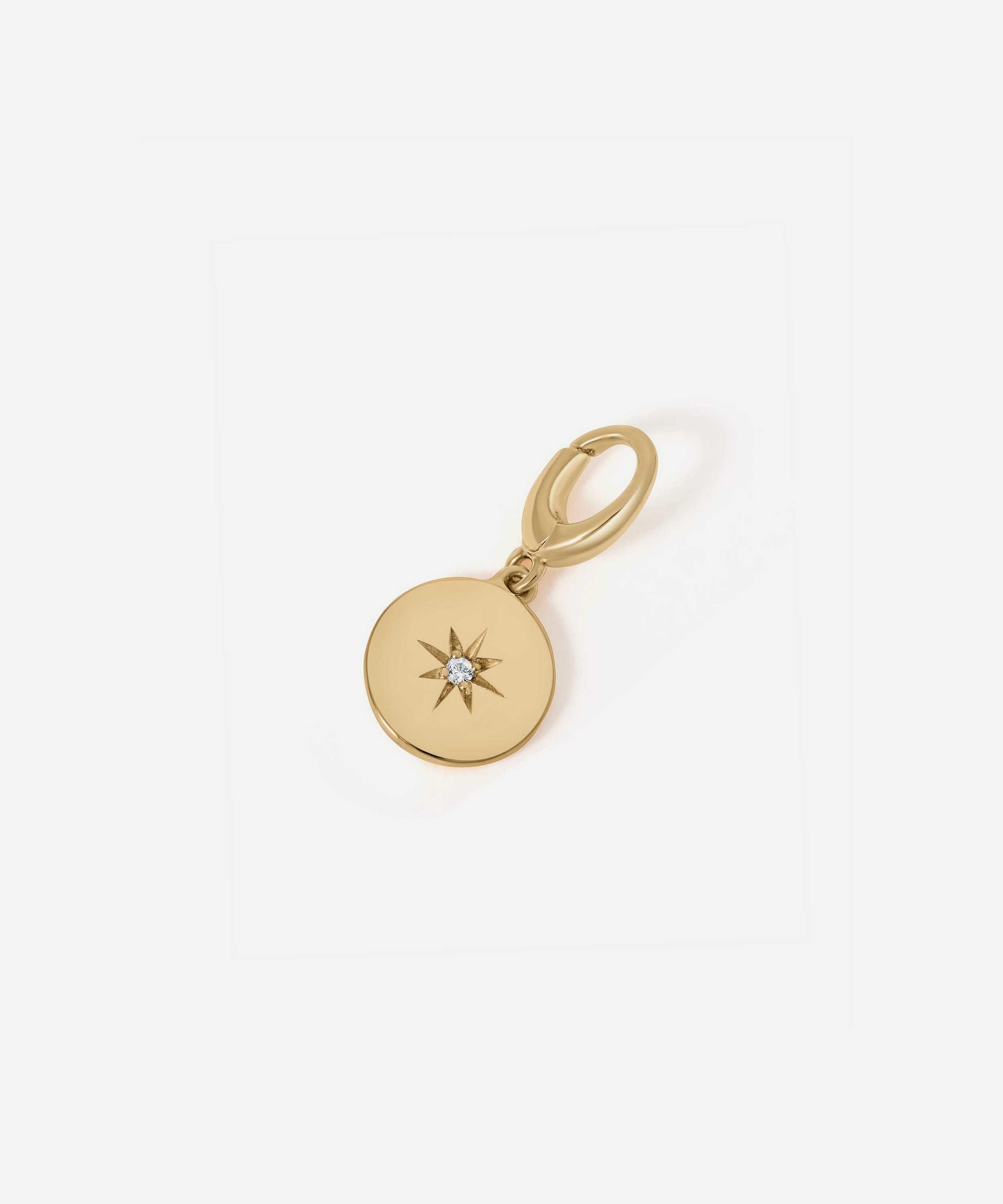 Astley Clarke - 18ct Gold-Plated Star Set Disc Charm image number 0