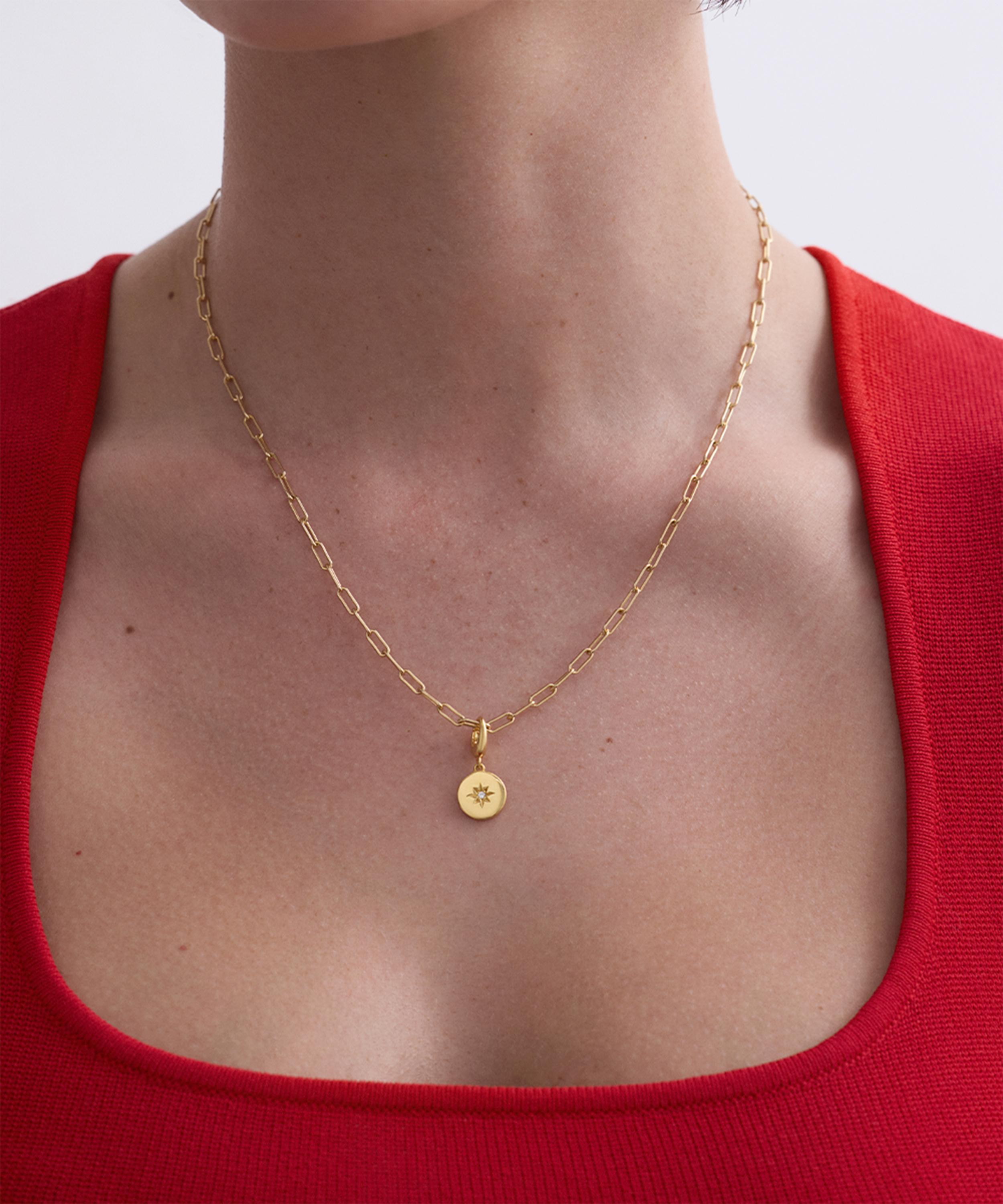 Astley Clarke - 18ct Gold-Plated Star Set Disc Charm image number 1