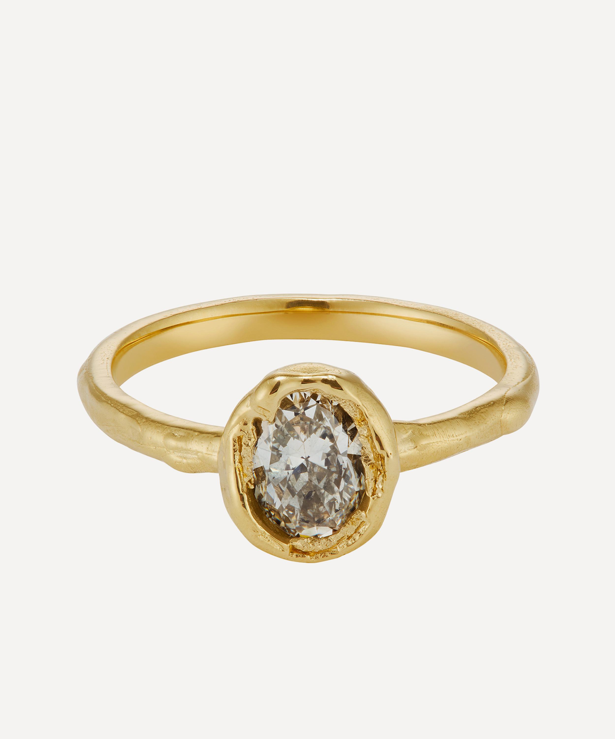 Ellis Mhairi Cameron - 14ct Gold X Oval Light Salt and Pepper Diamond Organic Engagement Ring image number 0