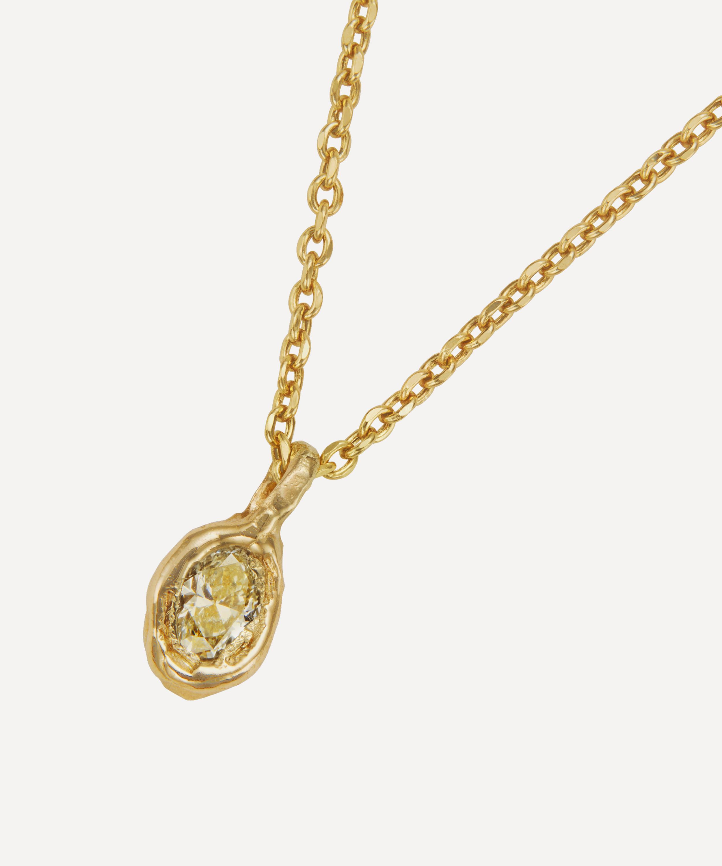 Ellis Mhairi Cameron - 14ct Gold X Oval Lemon Diamond Nugget Pendant Necklace image number 0