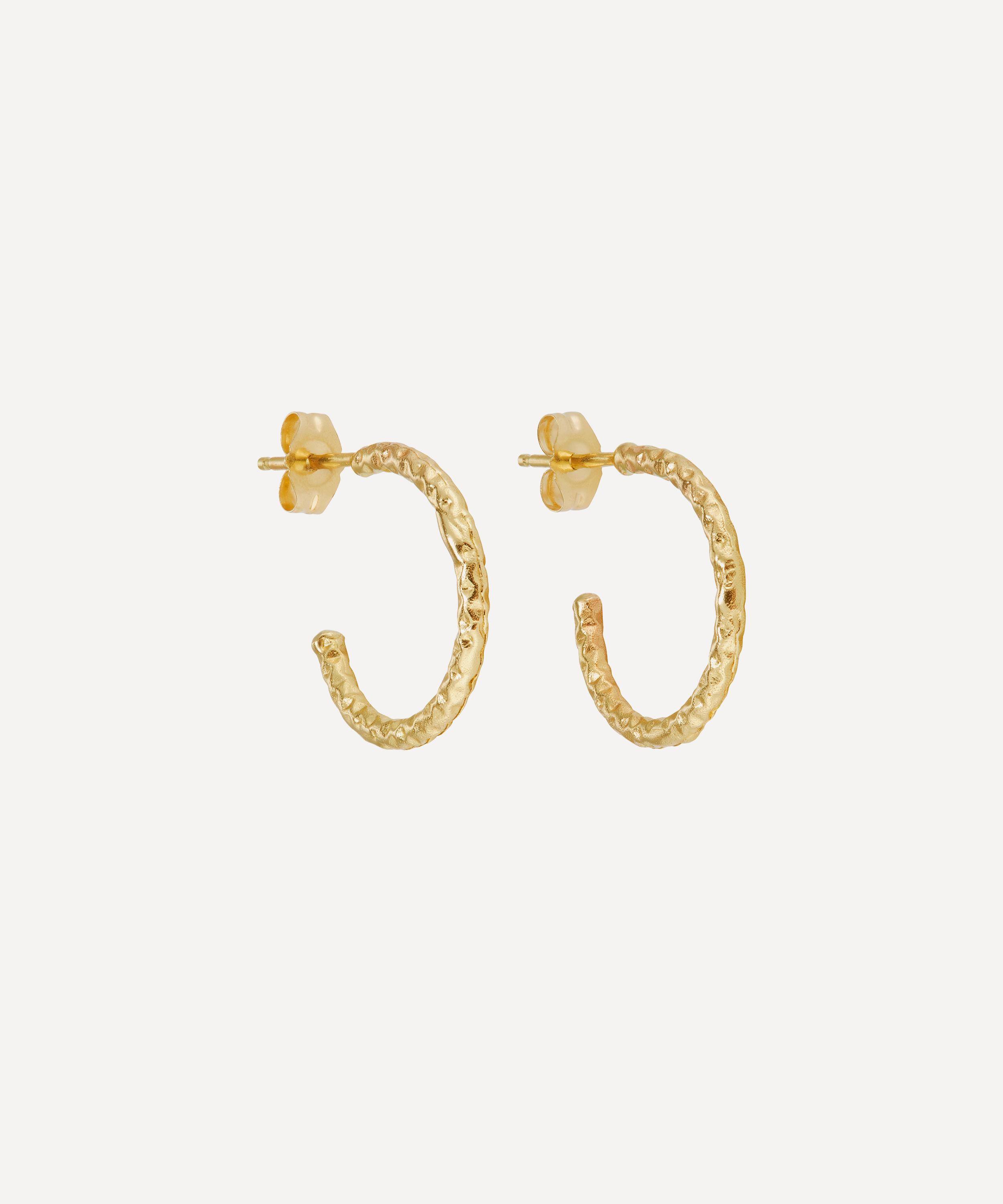 Ellis Mhairi Cameron - 14ct Gold X Textured Hoop Earrings image number 0