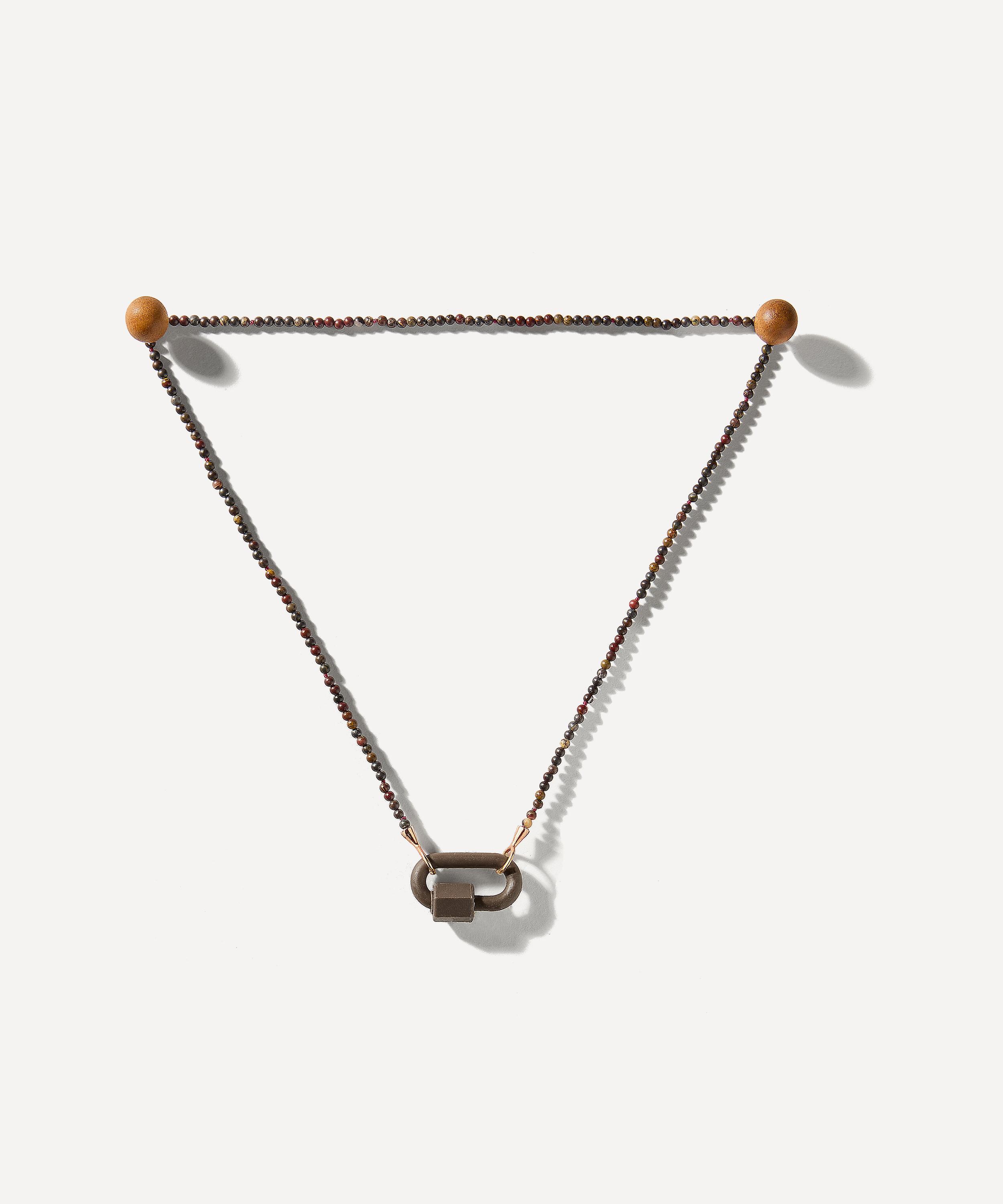 Marla Aaron - 10ct Rose Gold Tone on Stone Necklace in Tiger Iron