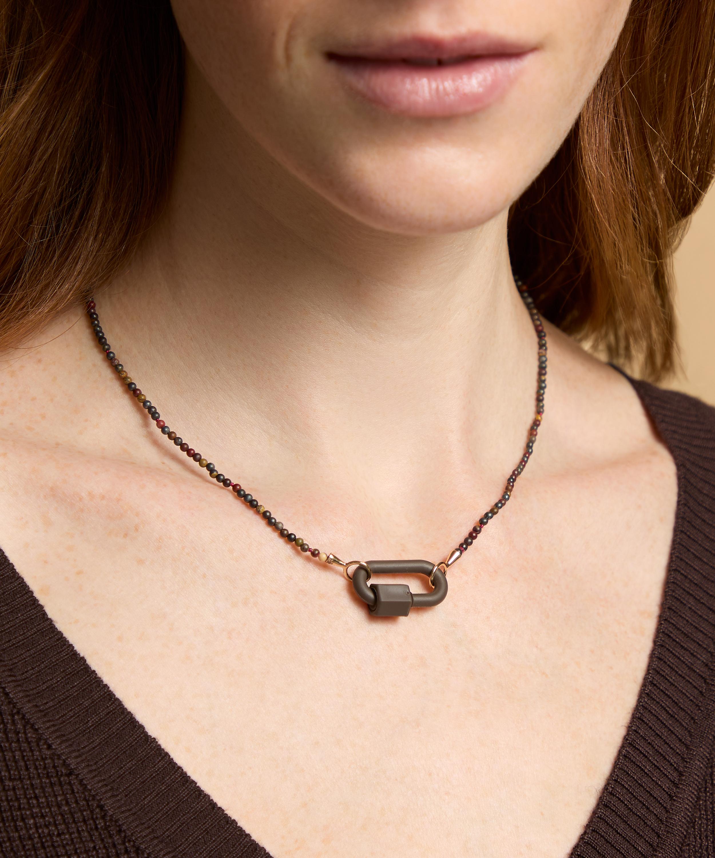 Marla Aaron - 10ct Rose Gold Tone on Stone Necklace in Tiger Iron image number 1