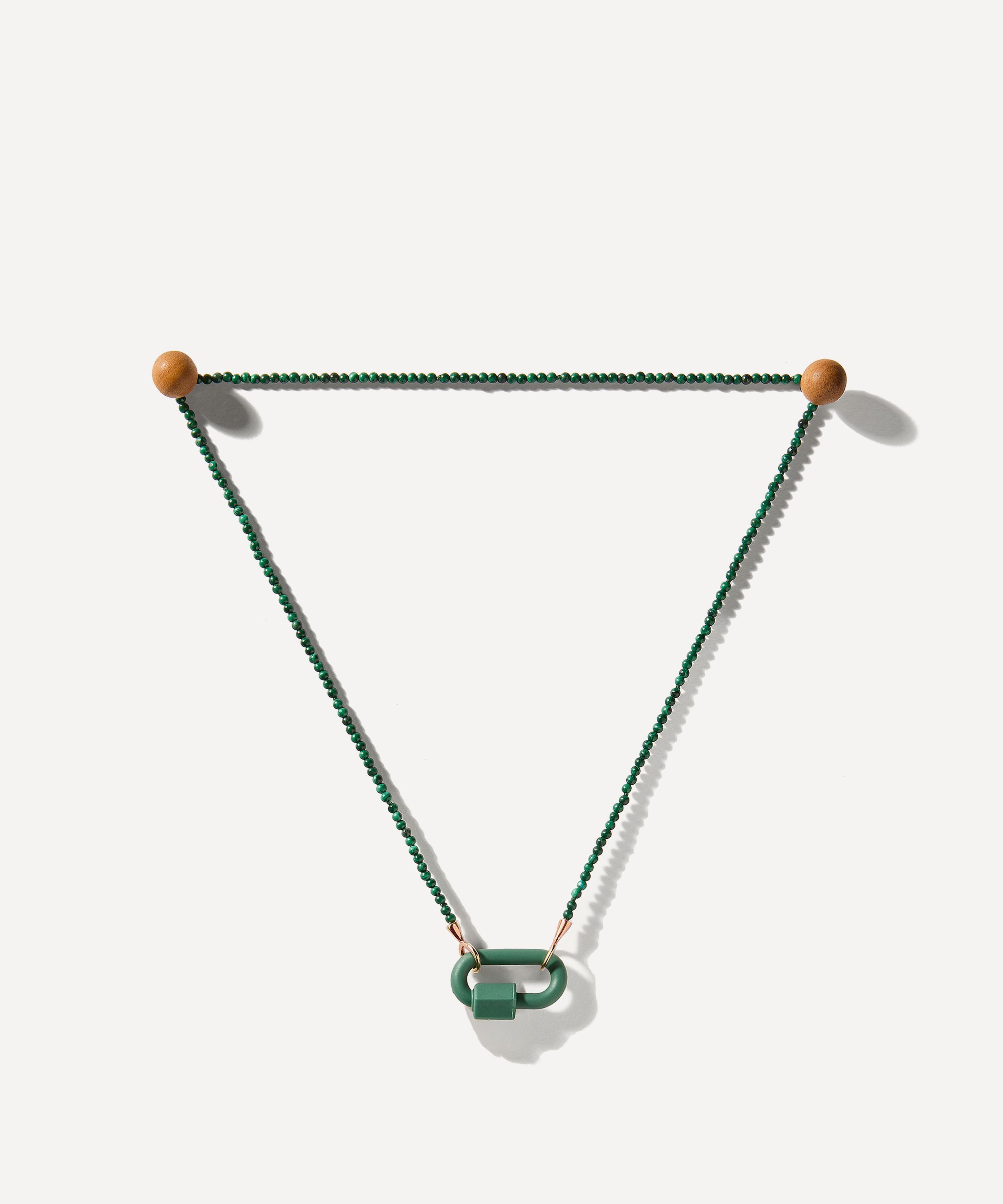 Marla Aaron - 10ct Rose Gold Tone on Stone Necklace in Malachite