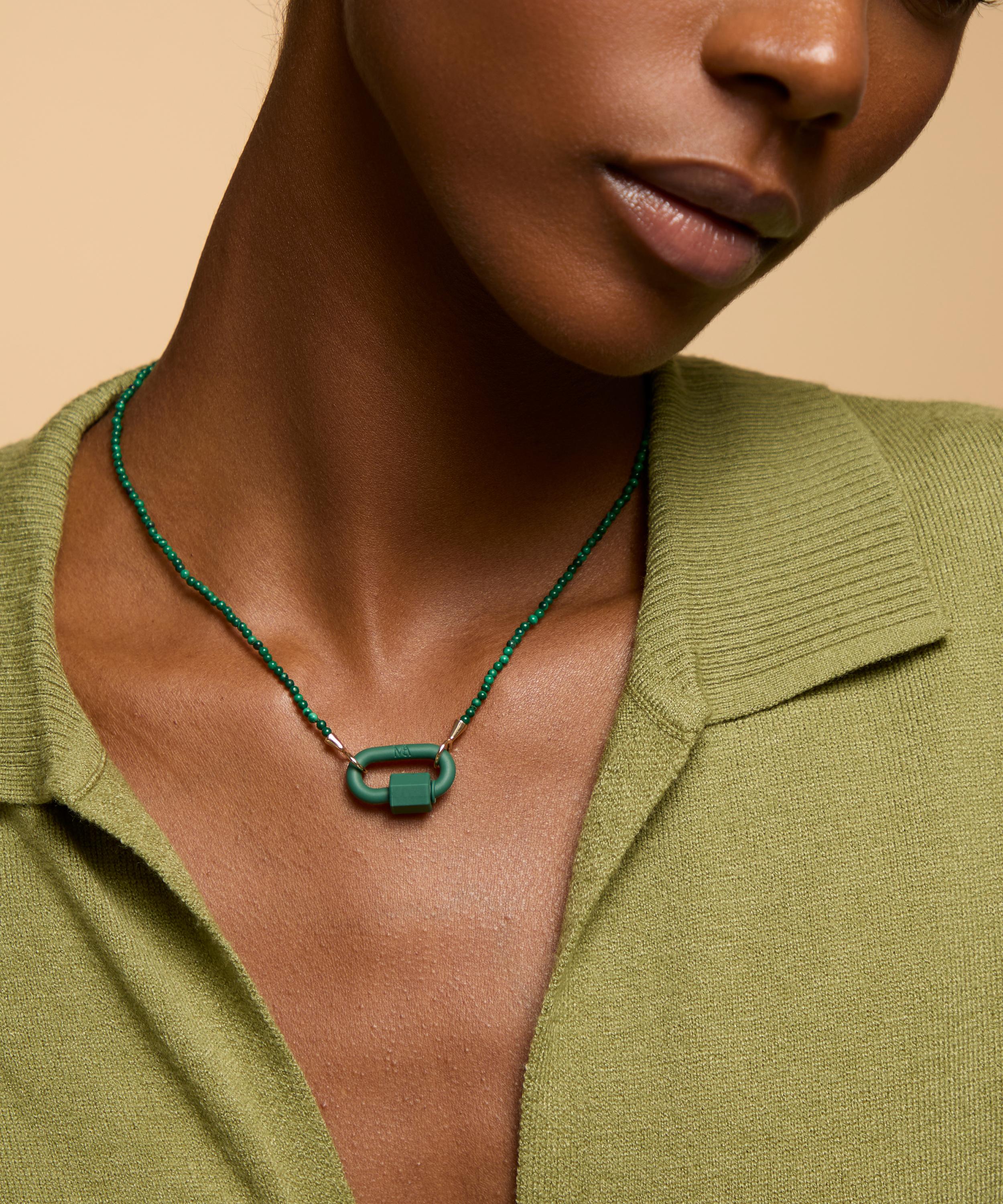Marla Aaron - 10ct Rose Gold Tone on Stone Necklace in Malachite image number 1