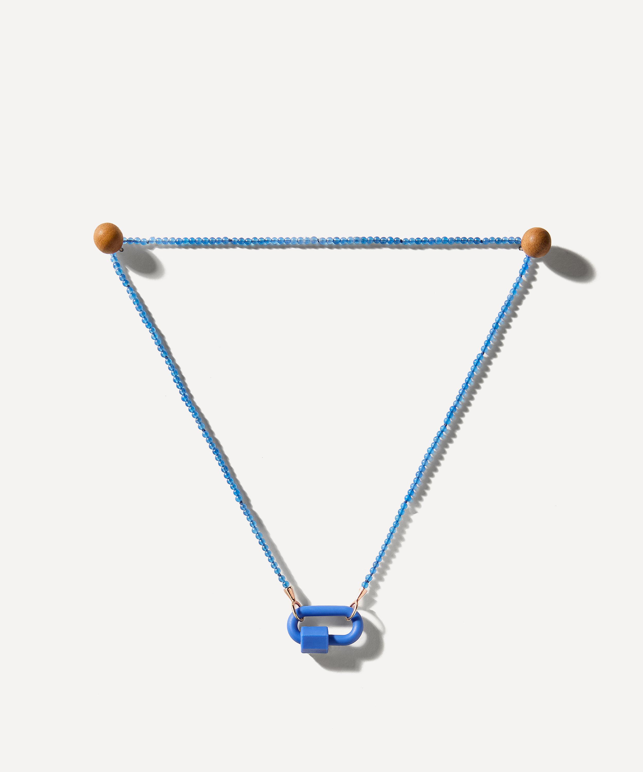 Marla Aaron - 10ct Rose Gold Tone on Stone Necklace in Blue Agate image number 0