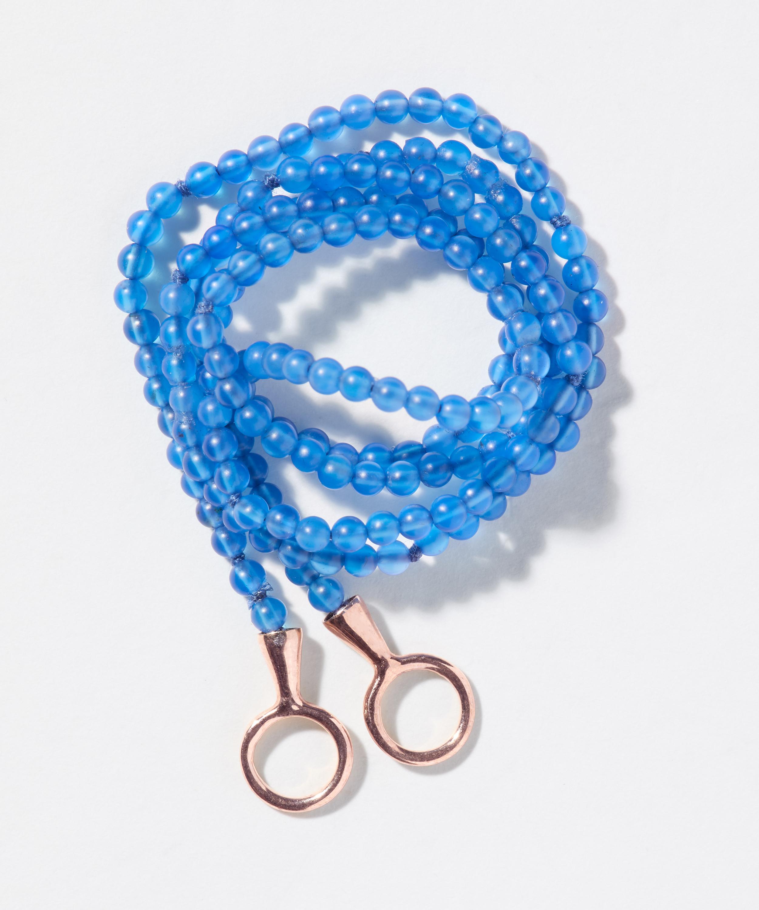Marla Aaron - 10ct Rose Gold Tone on Stone Necklace in Blue Agate image number 3