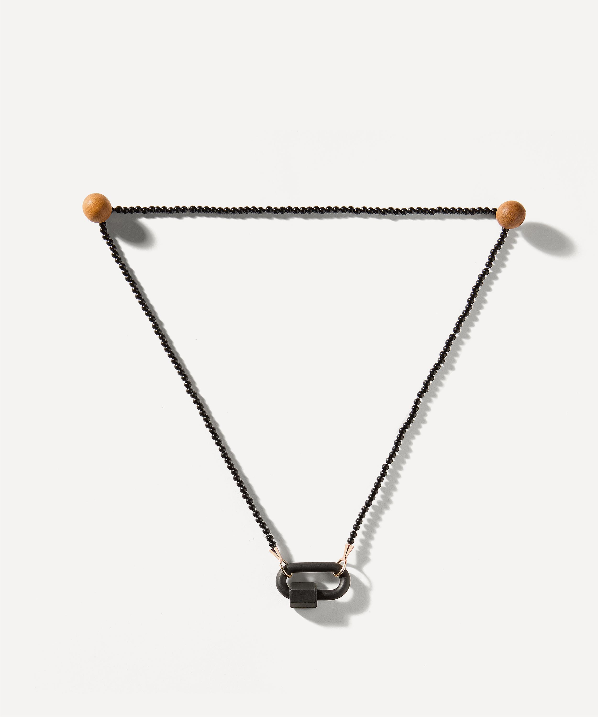 Marla Aaron - 10ct Rose Gold Tone on Stone Necklace in Black Agate image number 0