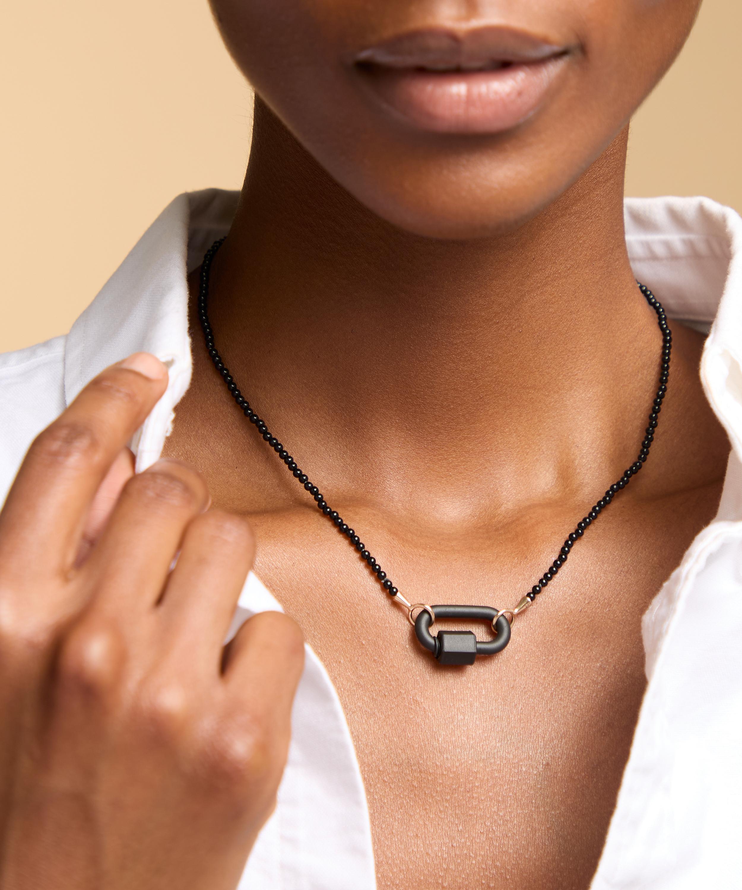 Marla Aaron - 10ct Rose Gold Tone on Stone Necklace in Black Agate image number 1