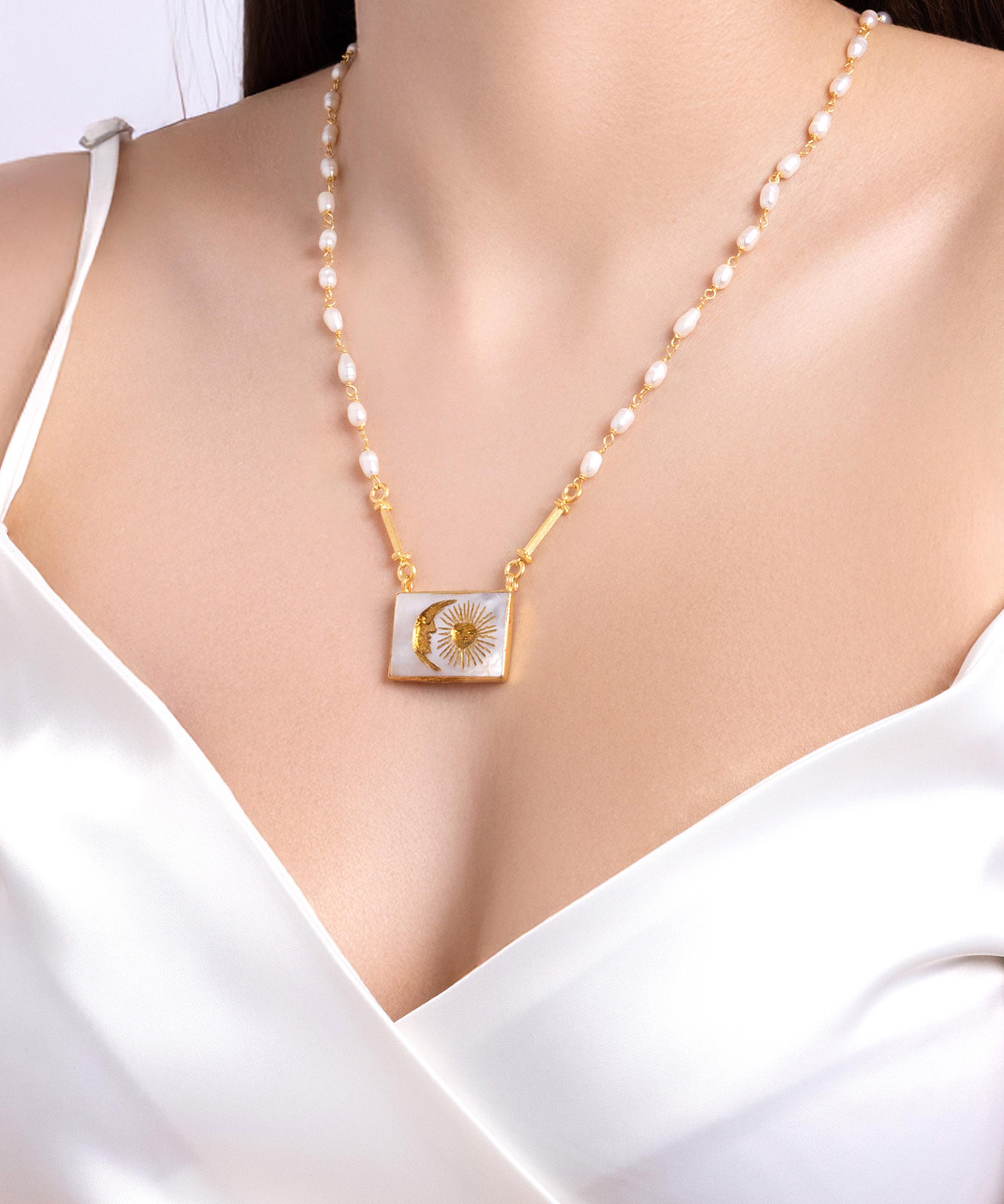 Ece - 22ct Gold Vermeil The Moon and The Sun Necklace image number 1