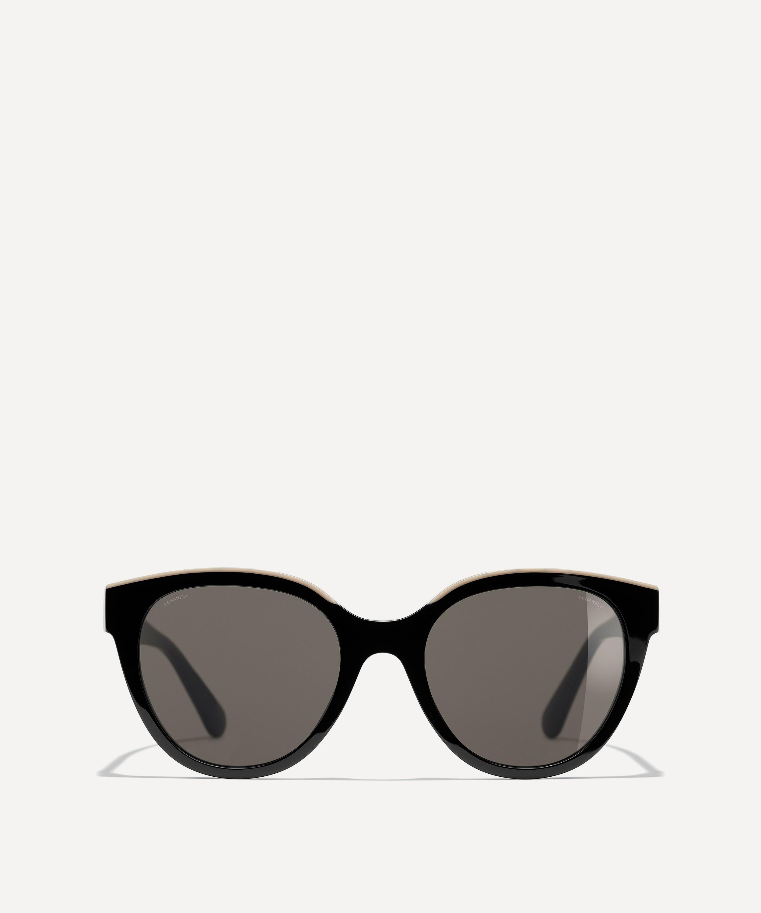 CHANEL - Black Oval Acetate Sunglasses