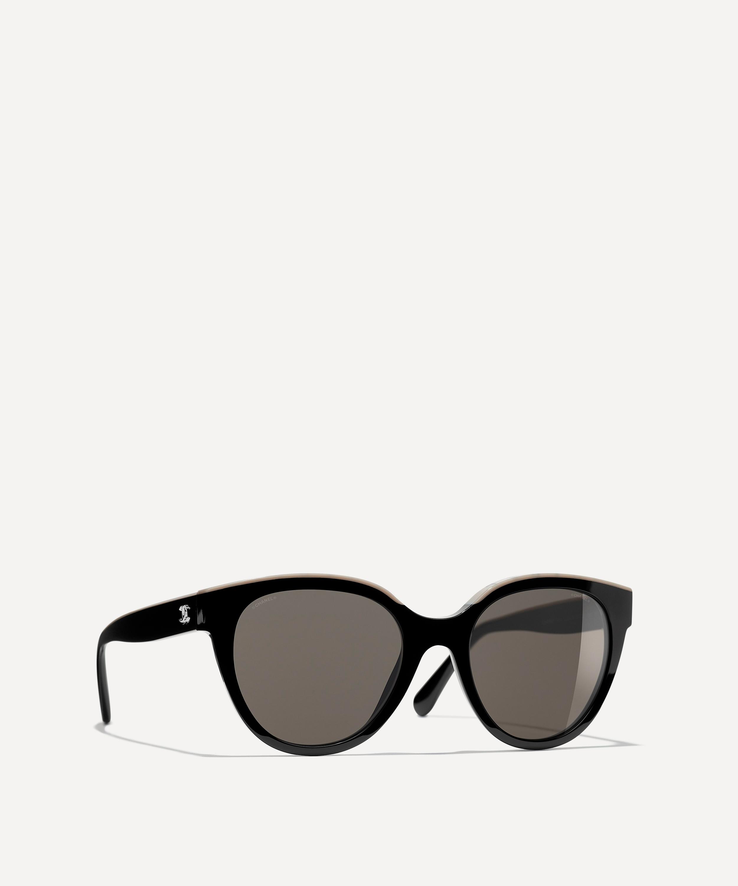 CHANEL - Black Oval Acetate Sunglasses image number 1
