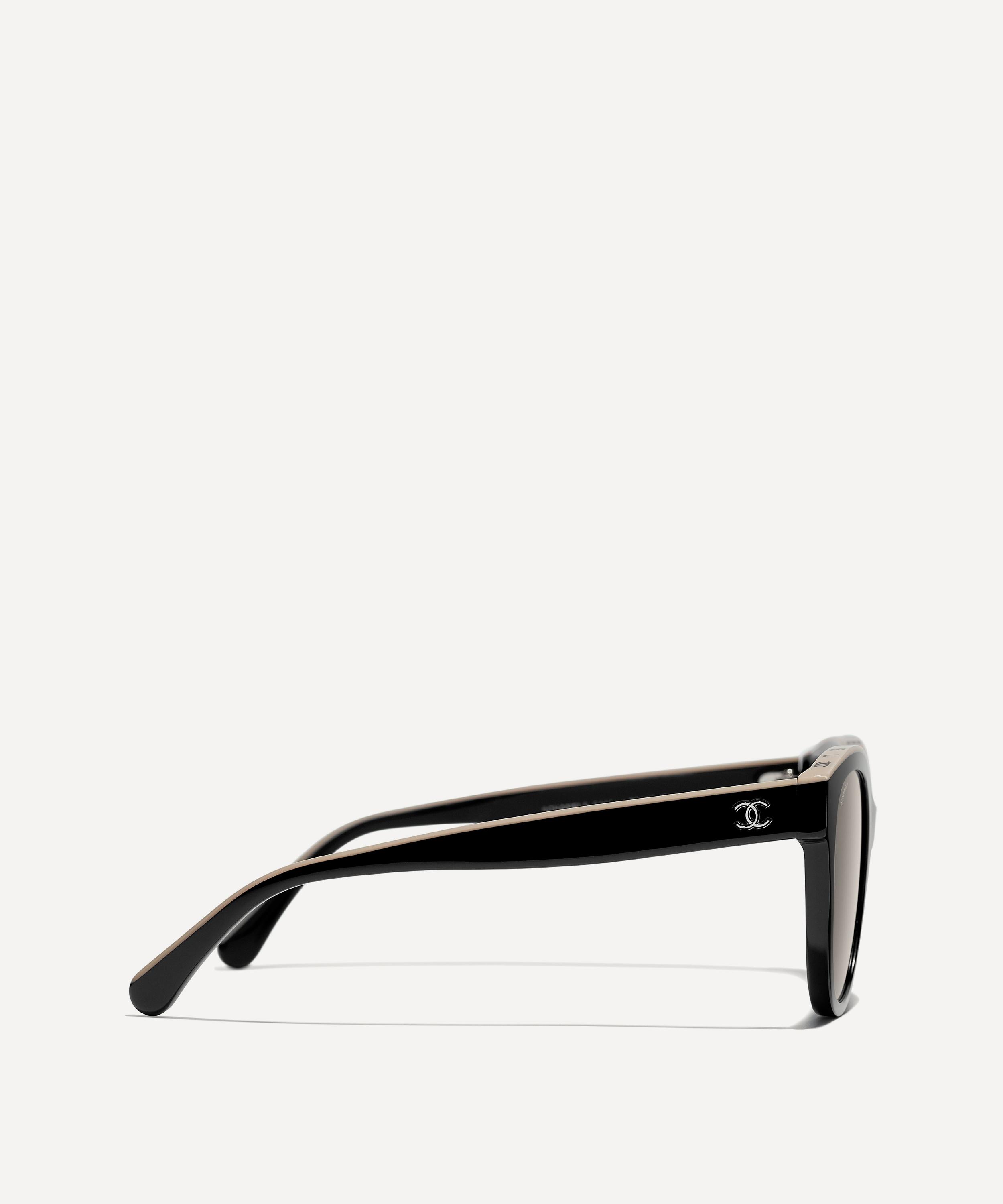 CHANEL - Black Oval Acetate Sunglasses image number 2