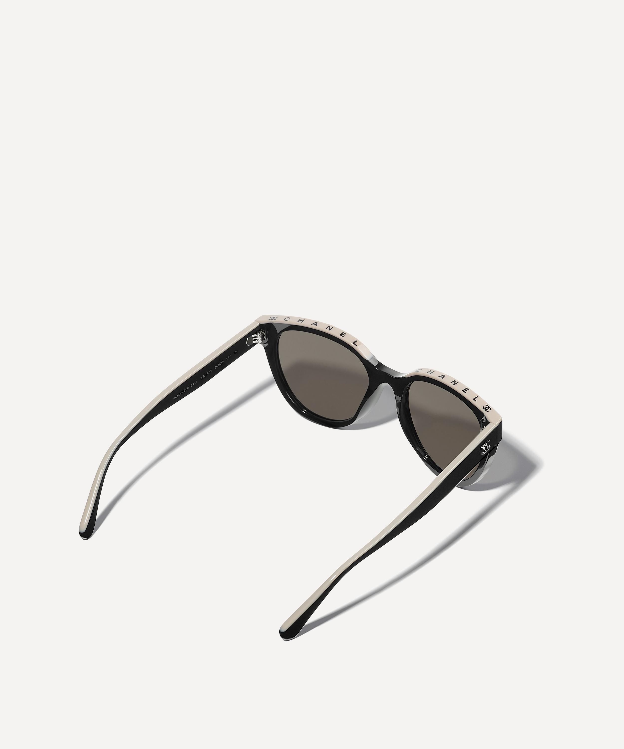 CHANEL - Black Oval Acetate Sunglasses image number 3
