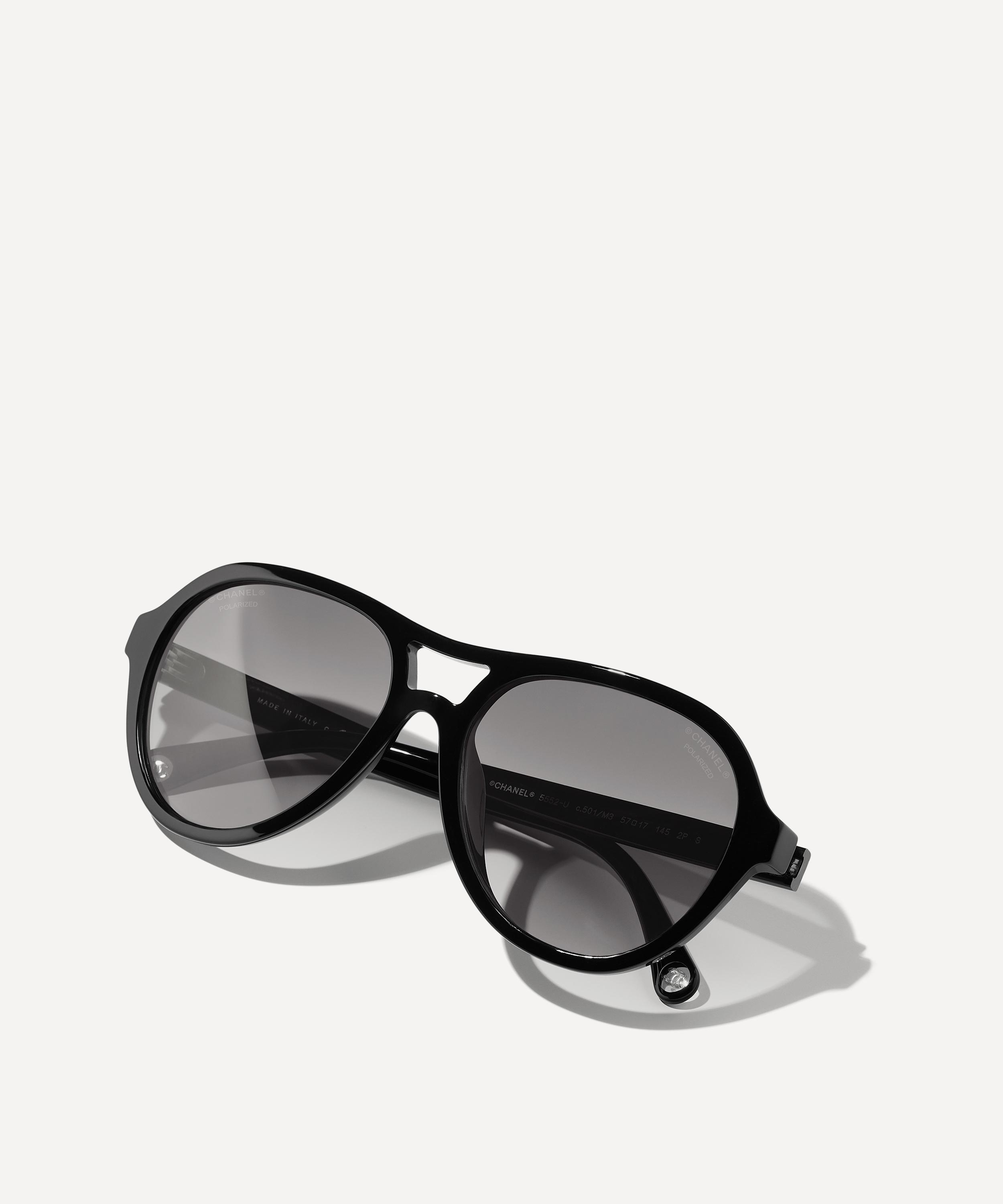 CHANEL - Black Pilot Acetate Sunglasses image number 3