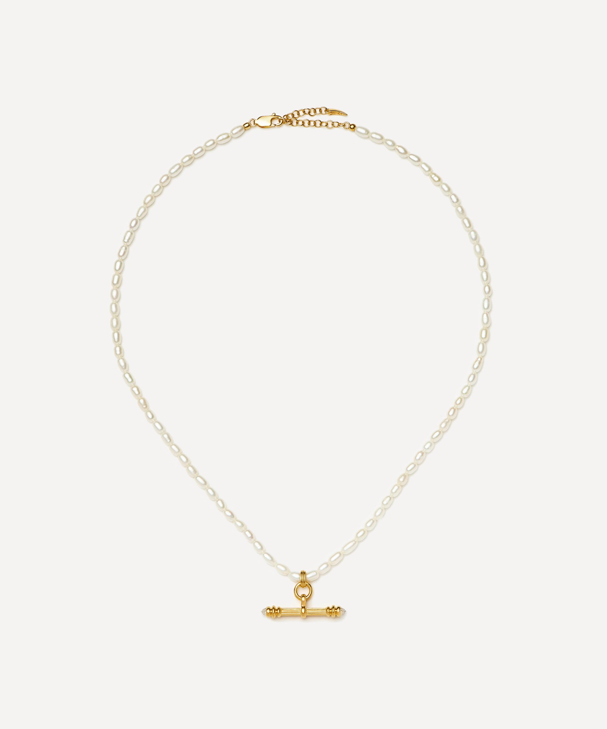 Missoma - X Harris Reed 18ct Gold-Plated Pearl T-Bar Necklace image number 0