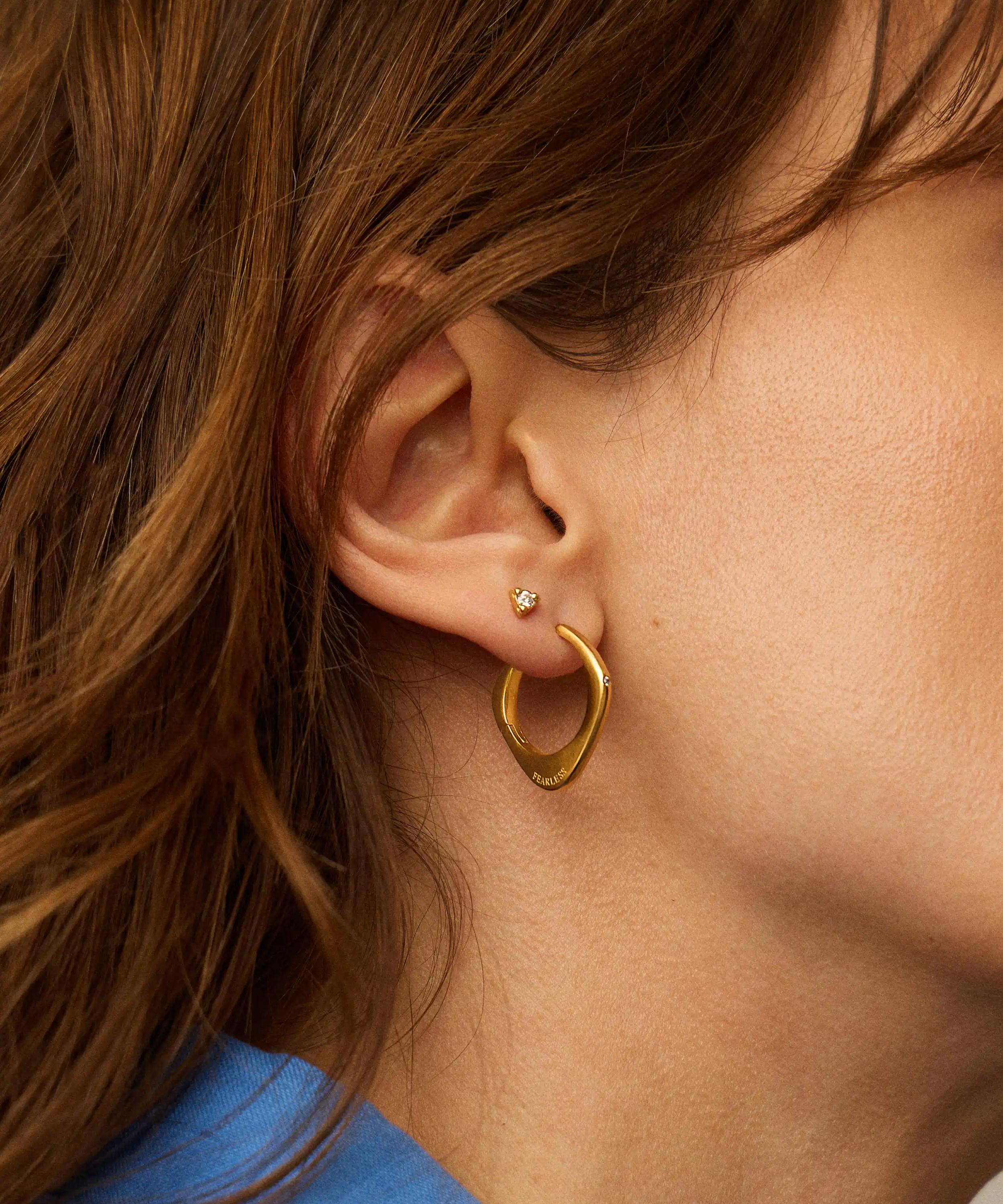 Missoma - X Harris Reed 18ct Gold-Plated Fearless Medium Hoop Earrings image number 1