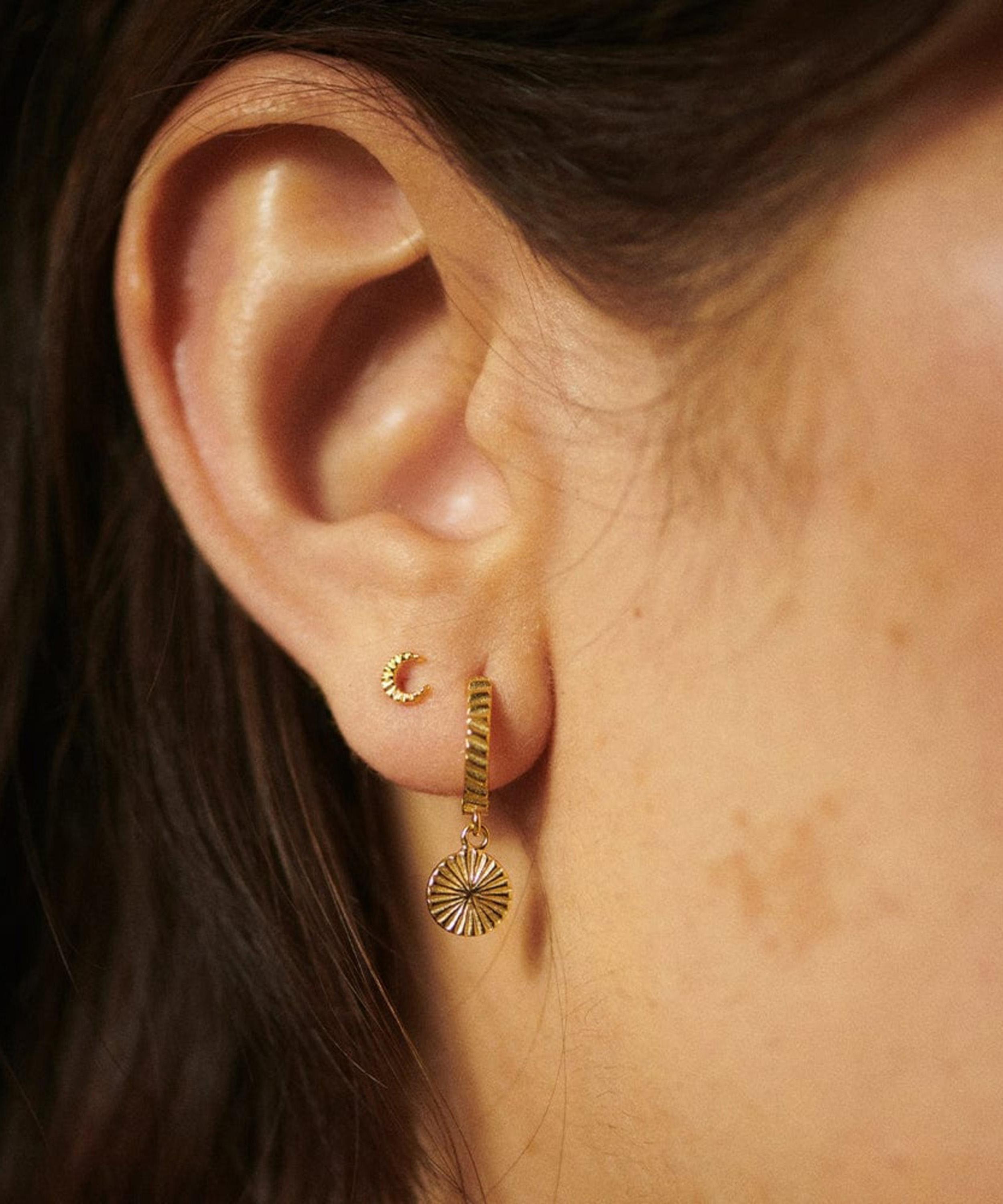 Daisy London - 18ct Gold-Plated Est&eacute;e Lalonde Luna Huggie Hoop Earrings image number 1