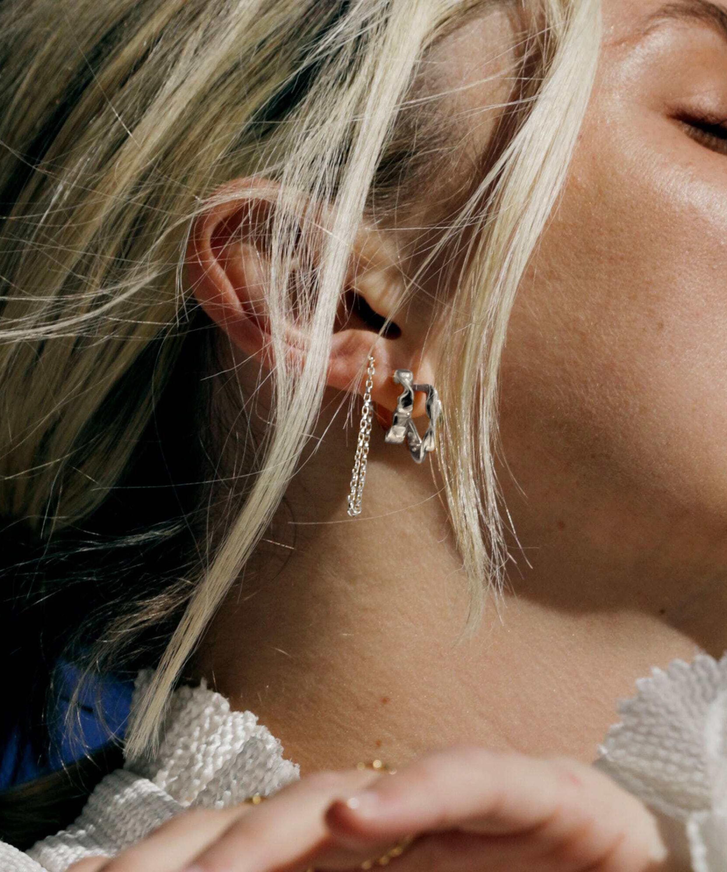 Daisy London - Sterling Silver Est&eacute;e Lalonde Flow Huggie Hoop Earrings image number 1