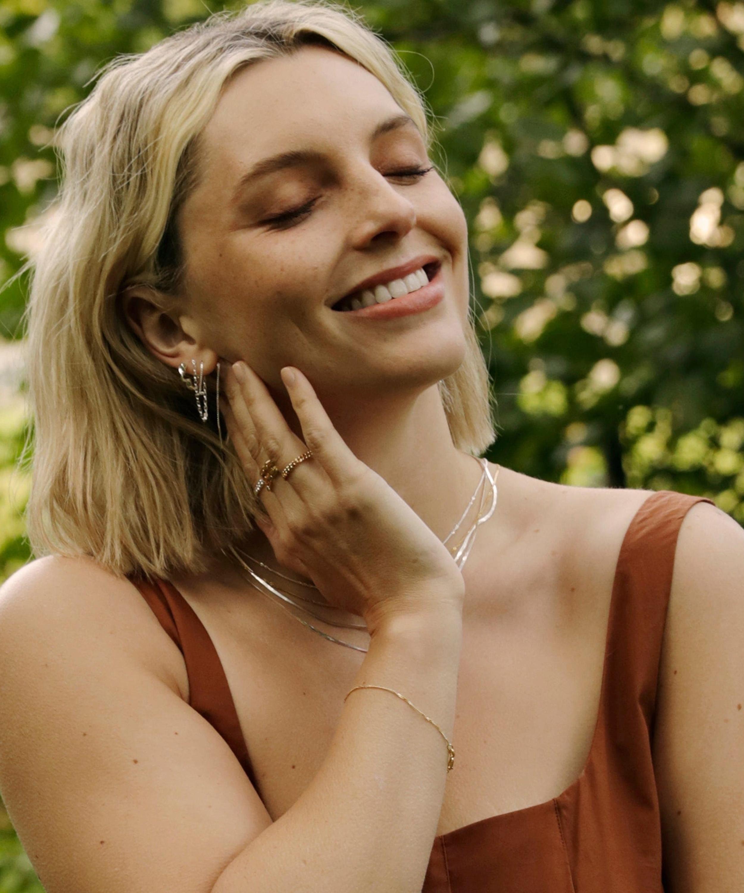 Daisy London - Sterling Silver Est&eacute;e Lalonde Flow Huggie Hoop Earrings image number 2