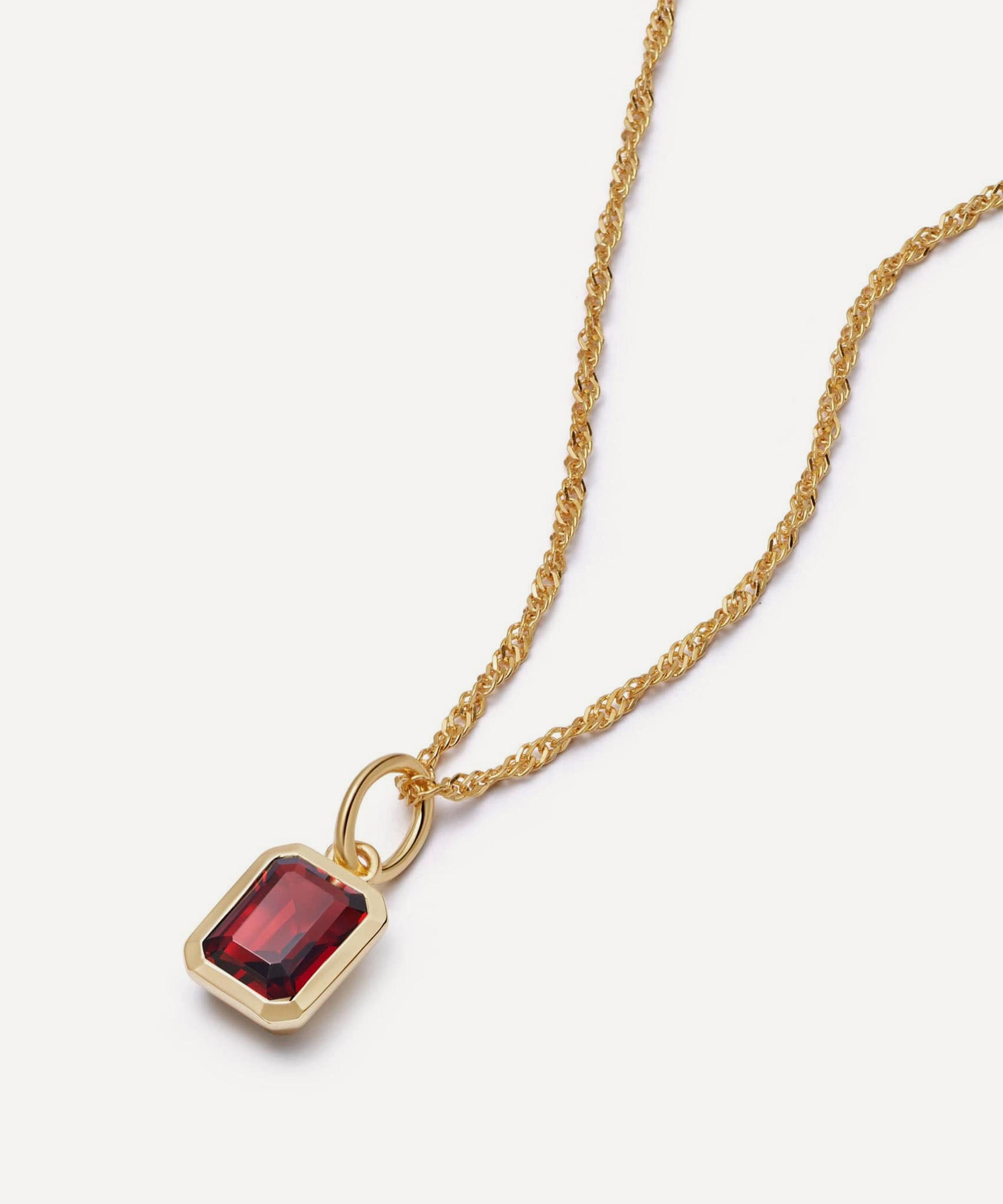 Daisy London - 18ct Gold-Plated Garnet January Birthstone Charm Necklace
