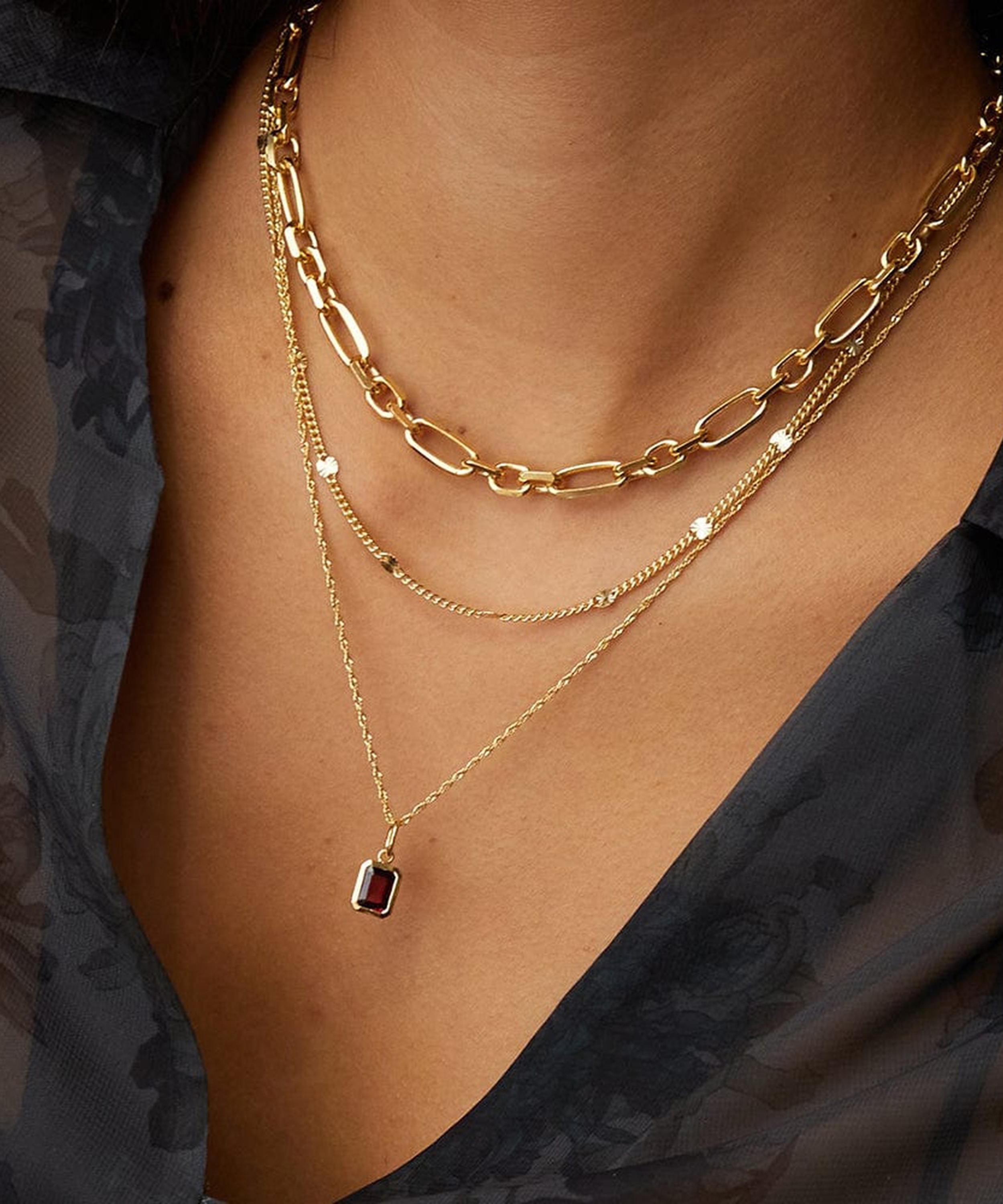 Daisy London - 18ct Gold-Plated Garnet January Birthstone Charm Necklace image number 1