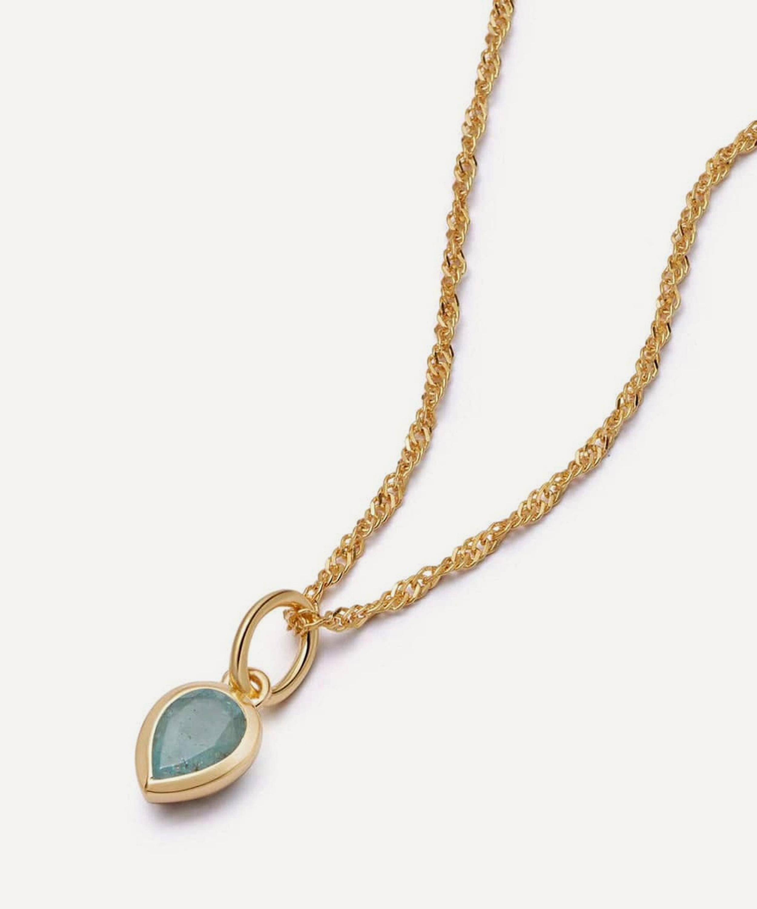 Daisy London - 18ct Gold-Plated Aquamarine March Birthstone Charm Necklace image number 0