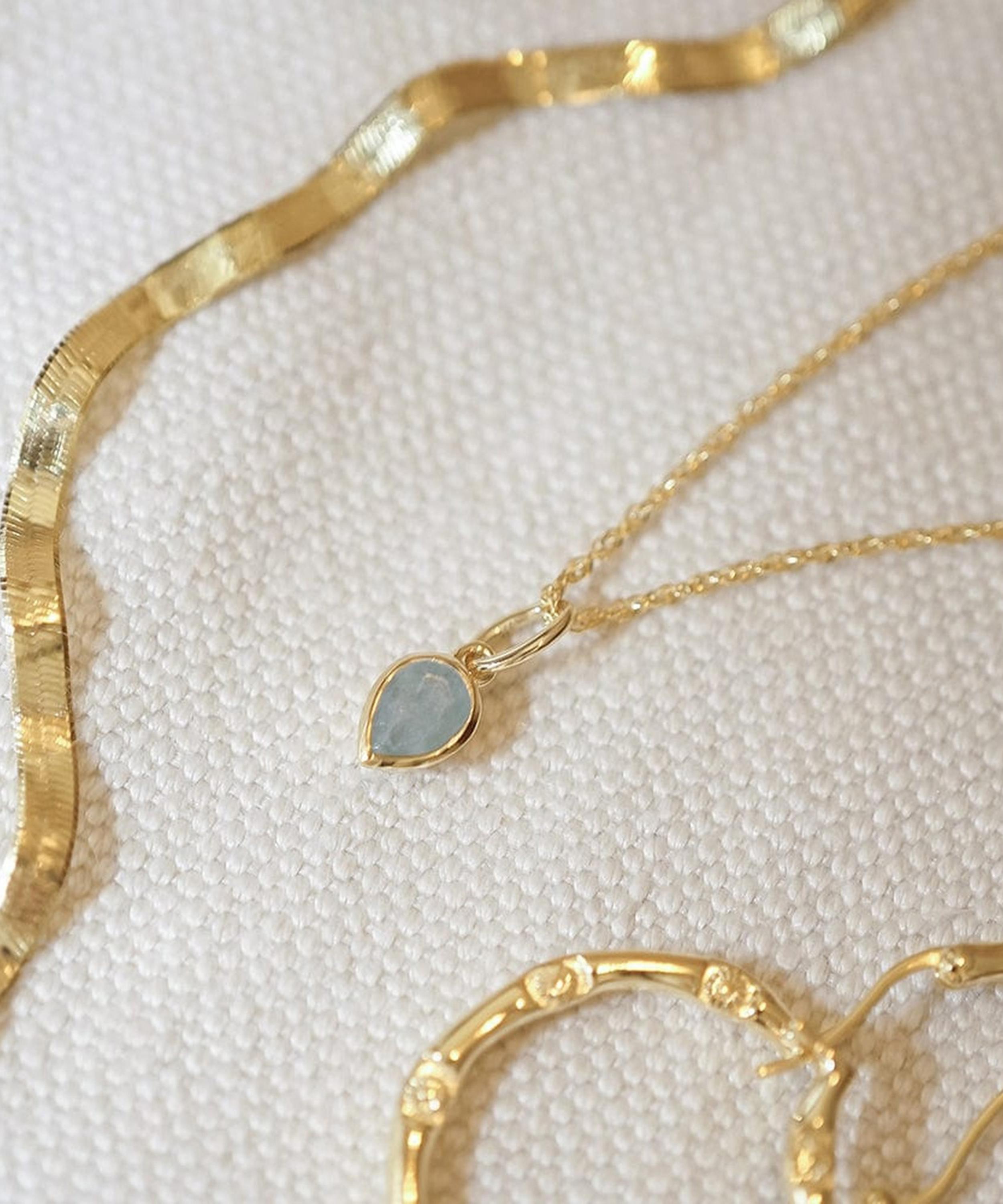 Daisy London - 18ct Gold-Plated Aquamarine March Birthstone Charm Necklace image number 2