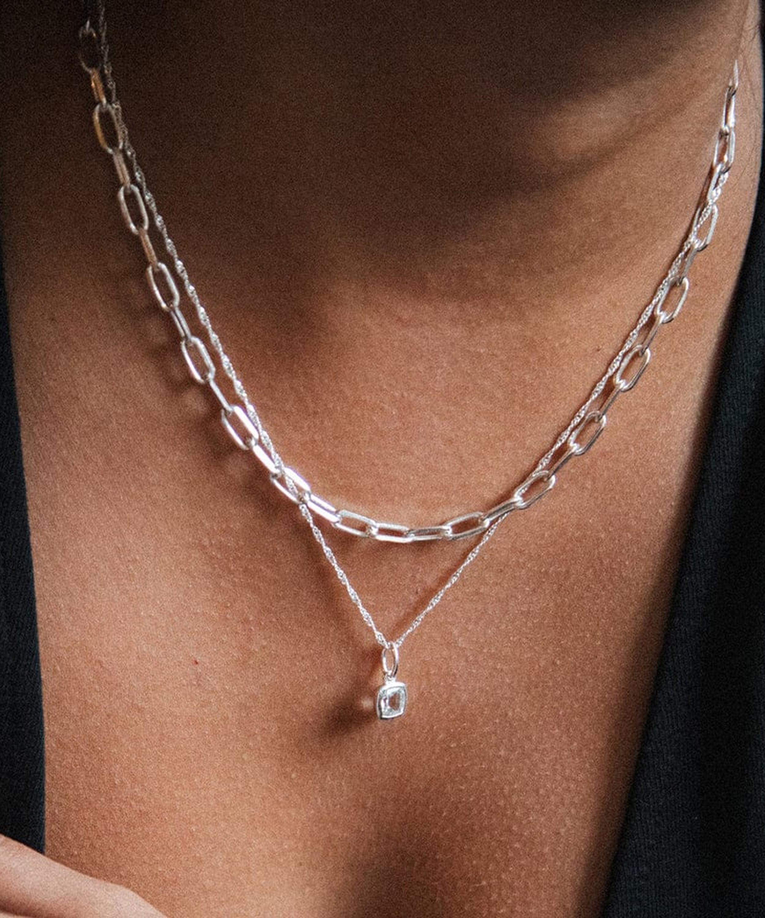 Daisy London - Sterling Silver White Topaz April Birthstone Charm Necklace image number 1
