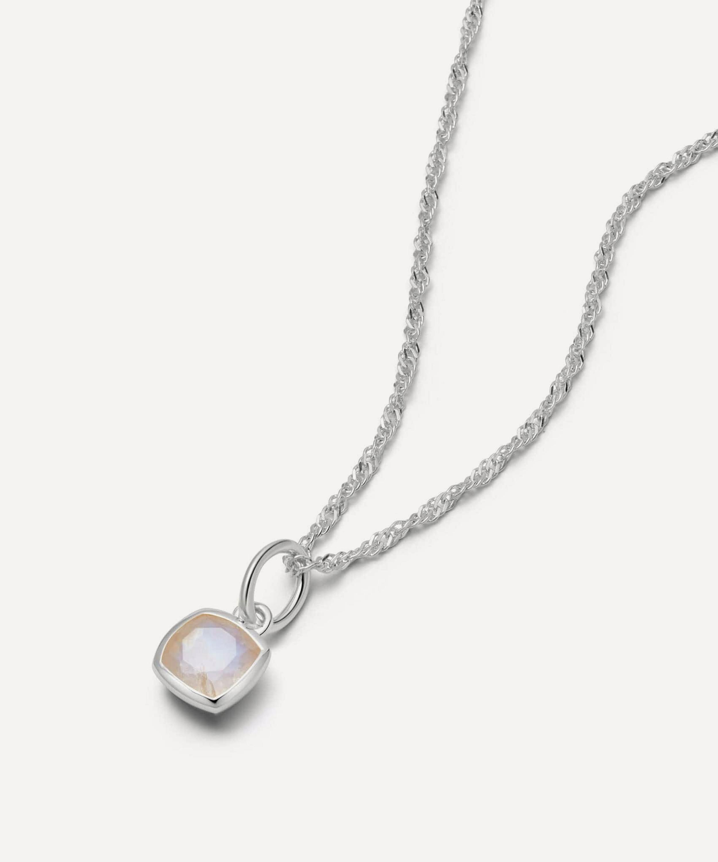 Daisy London - Sterling Silver Moonstone June Birthstone Charm Necklace