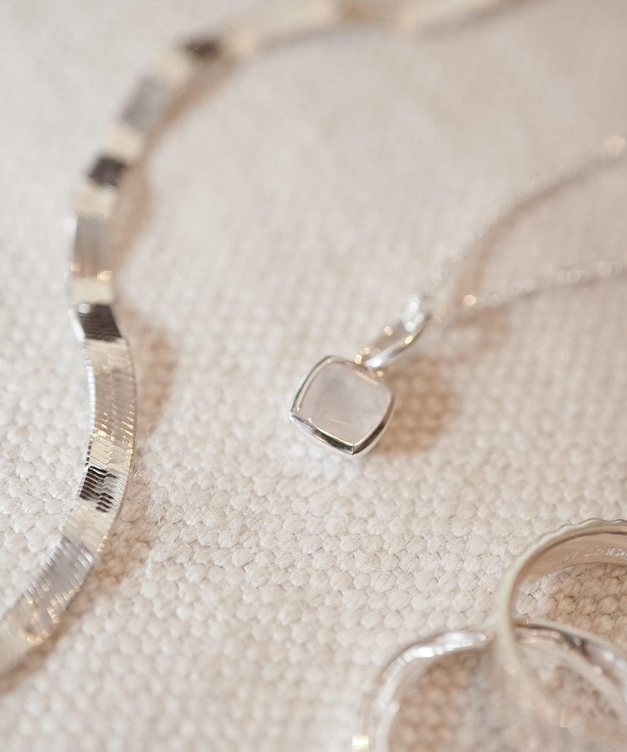Daisy London - Sterling Silver Moonstone June Birthstone Charm Necklace image number 2