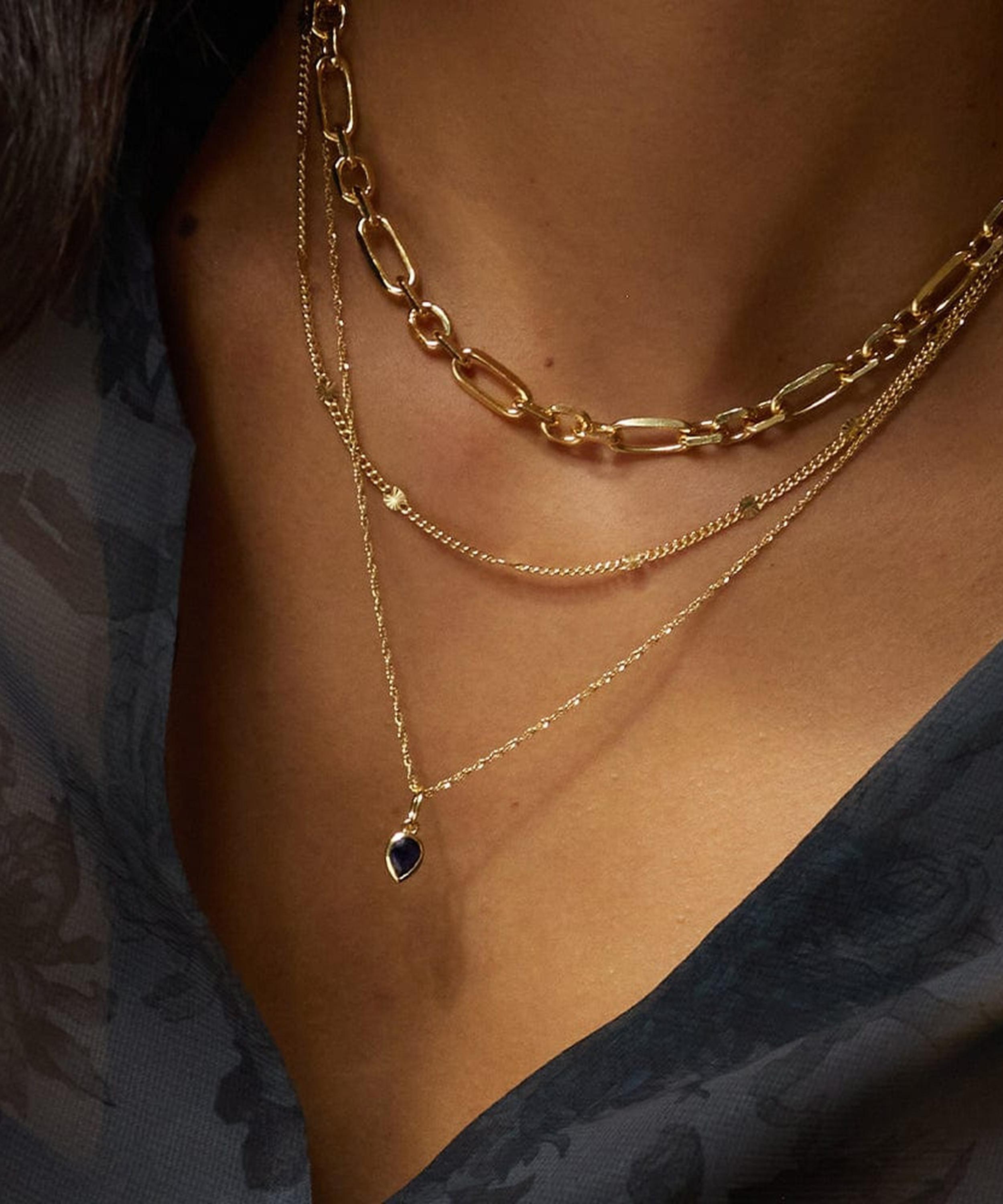 Daisy London - 18ct Gold-Plated Sapphire September Birthstone Charm Necklace image number 1