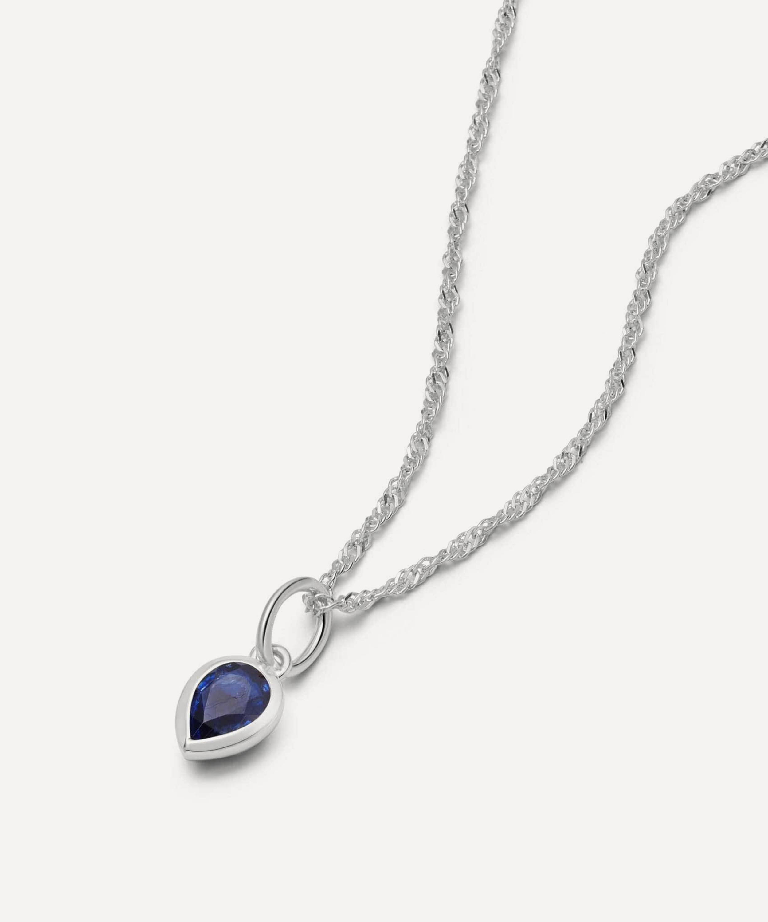 Daisy London - Sterling Silver Sapphire September Birthstone Charm Necklace