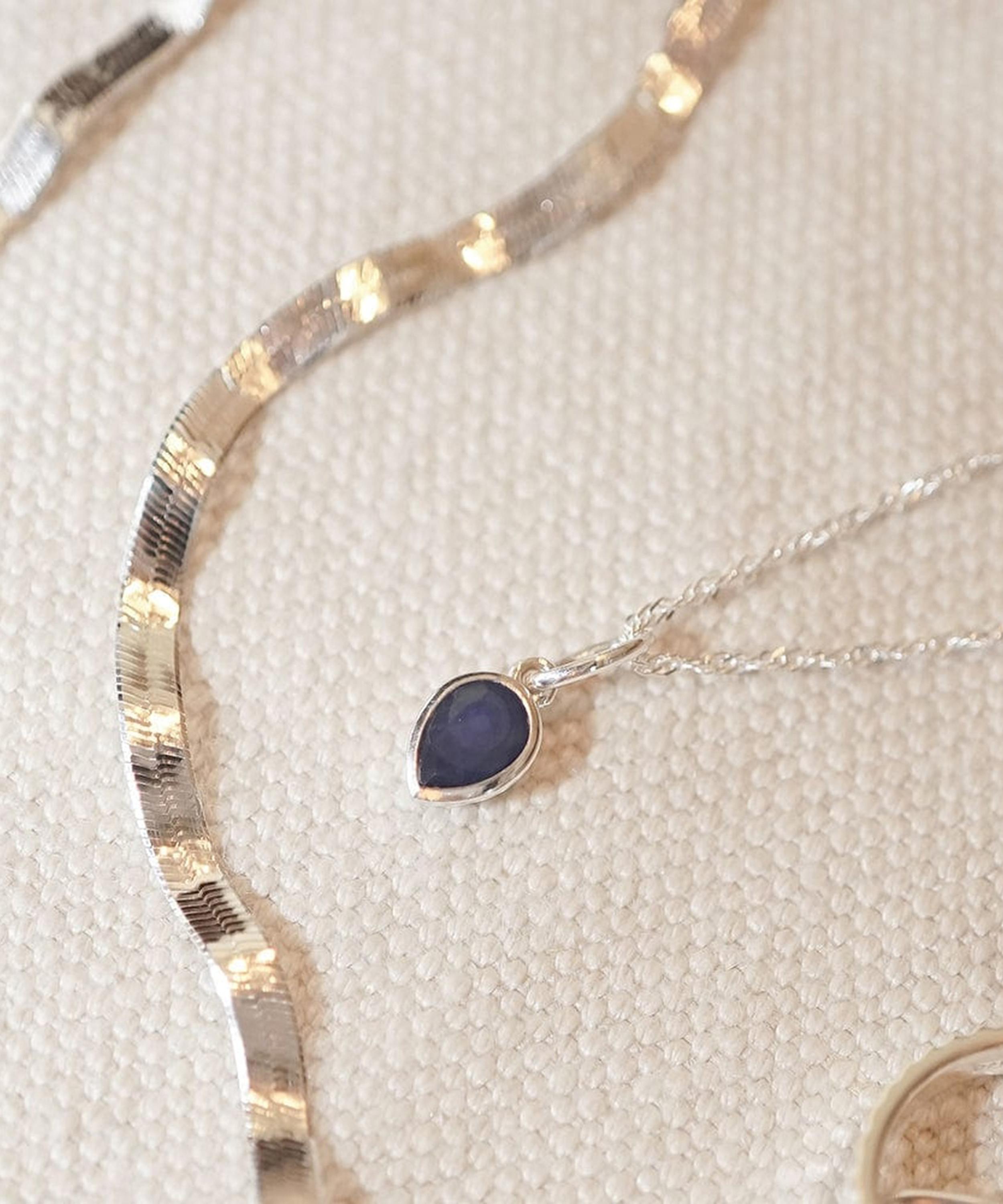 Daisy London - Sterling Silver Sapphire September Birthstone Charm Necklace image number 2