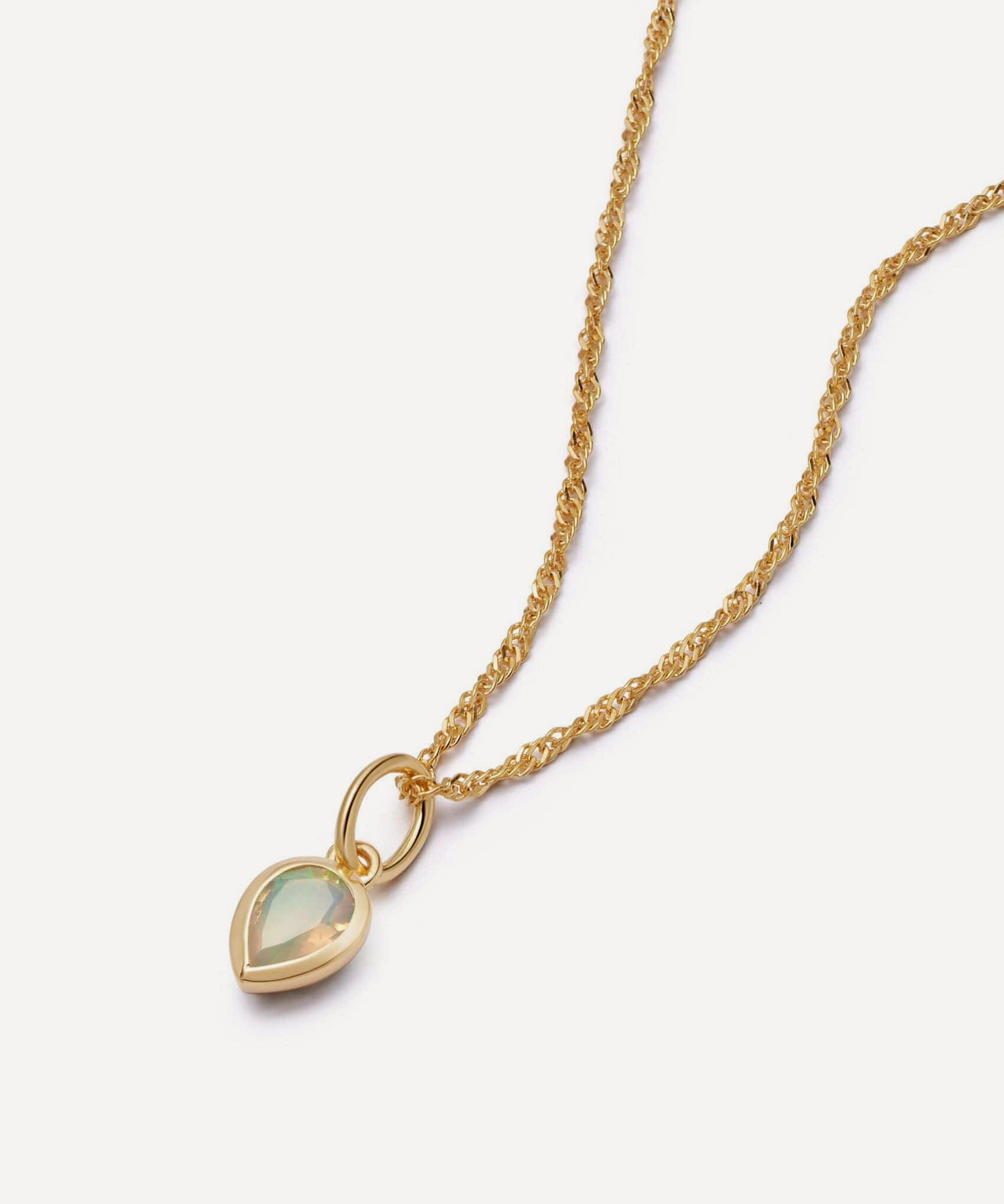 Daisy London - 18ct Gold-Plated Opal October Birthstone Charm Necklace