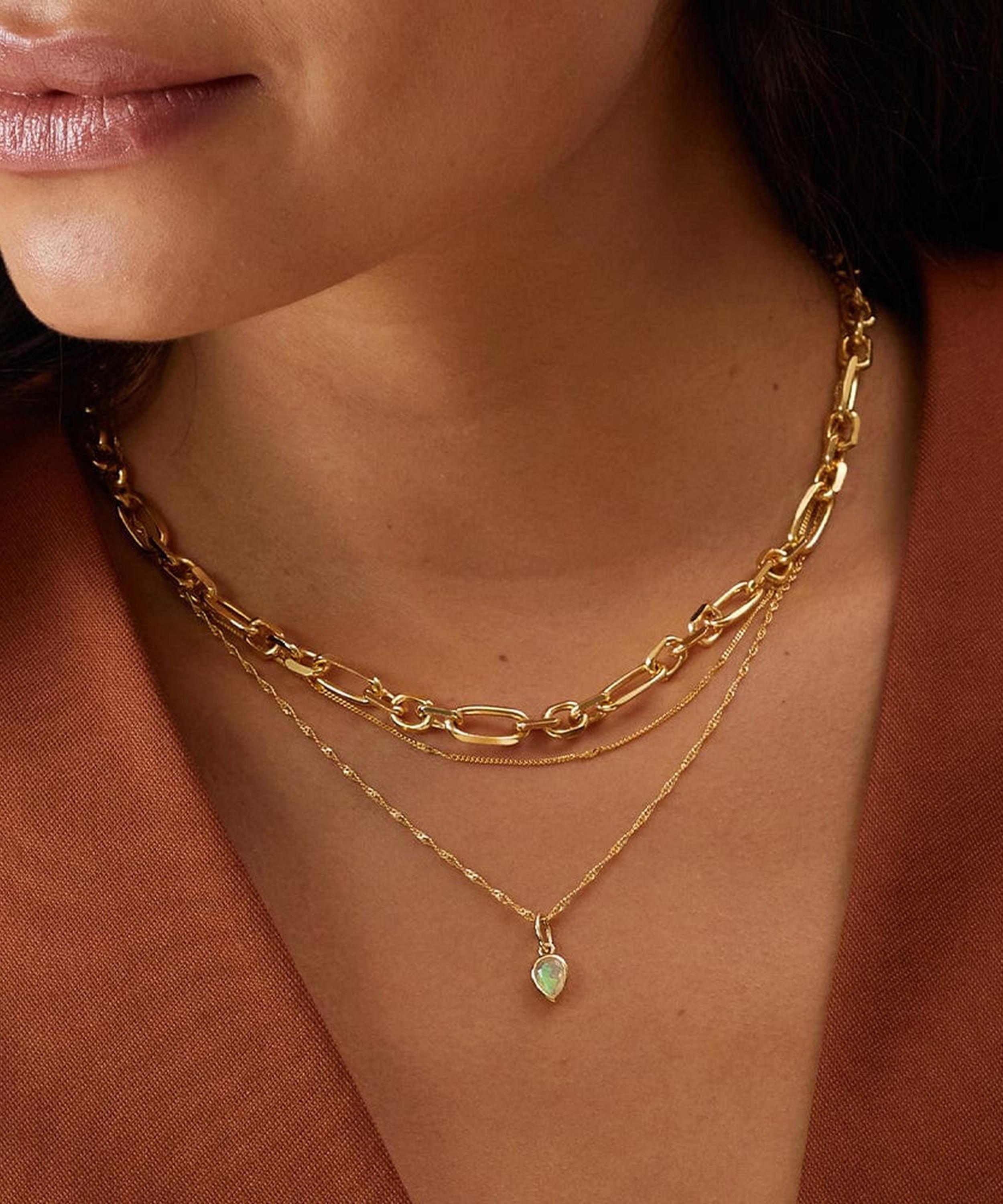 Daisy London - 18ct Gold-Plated Opal October Birthstone Charm Necklace image number 1