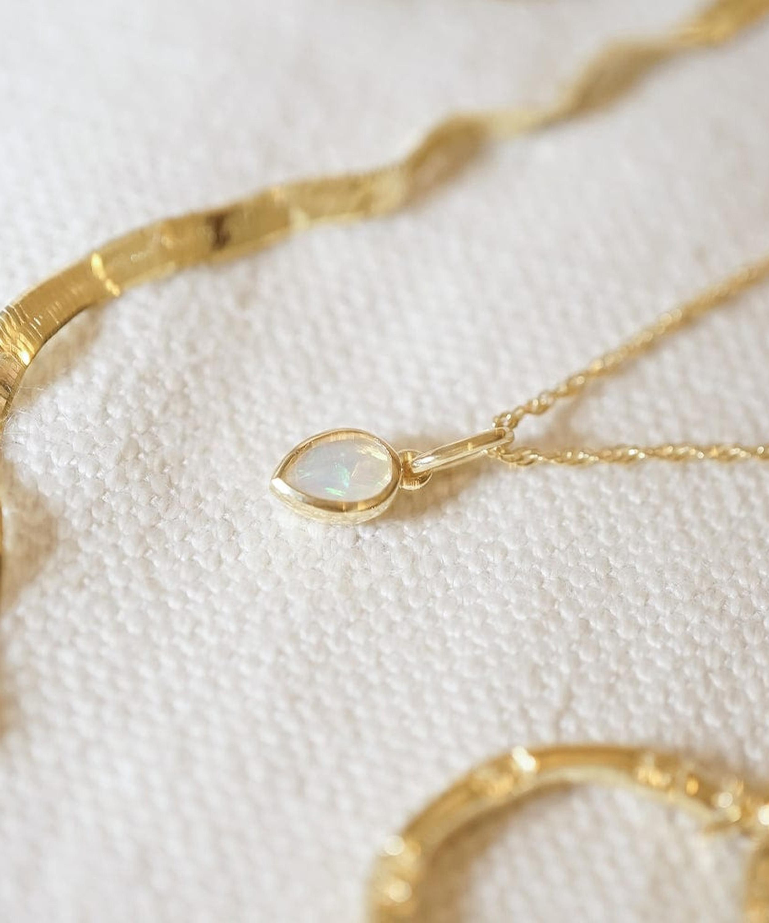 Daisy London - 18ct Gold-Plated Opal October Birthstone Charm Necklace image number 2