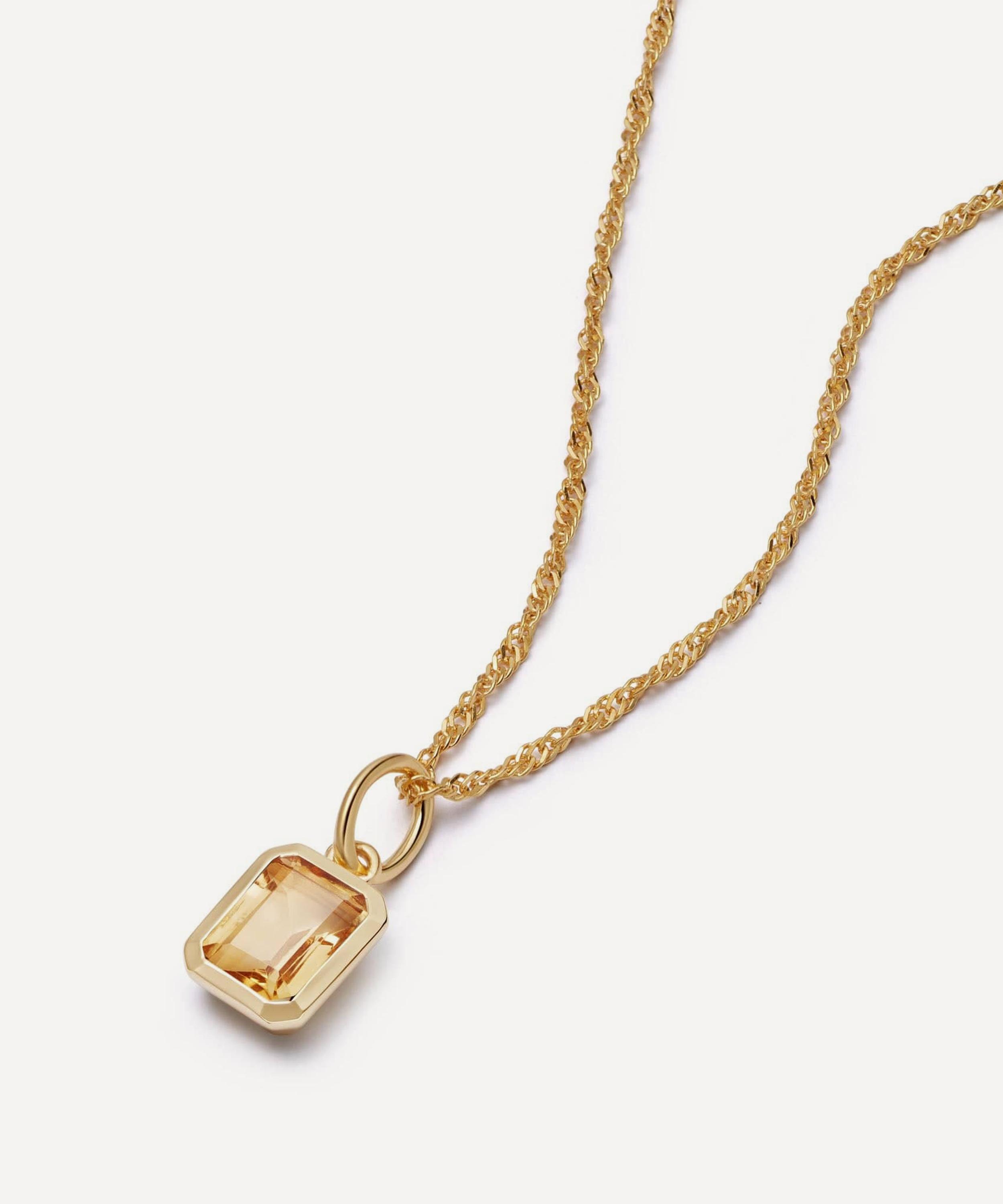 Daisy London - 18ct Gold-Plated Citrine November Birthstone Charm Necklace