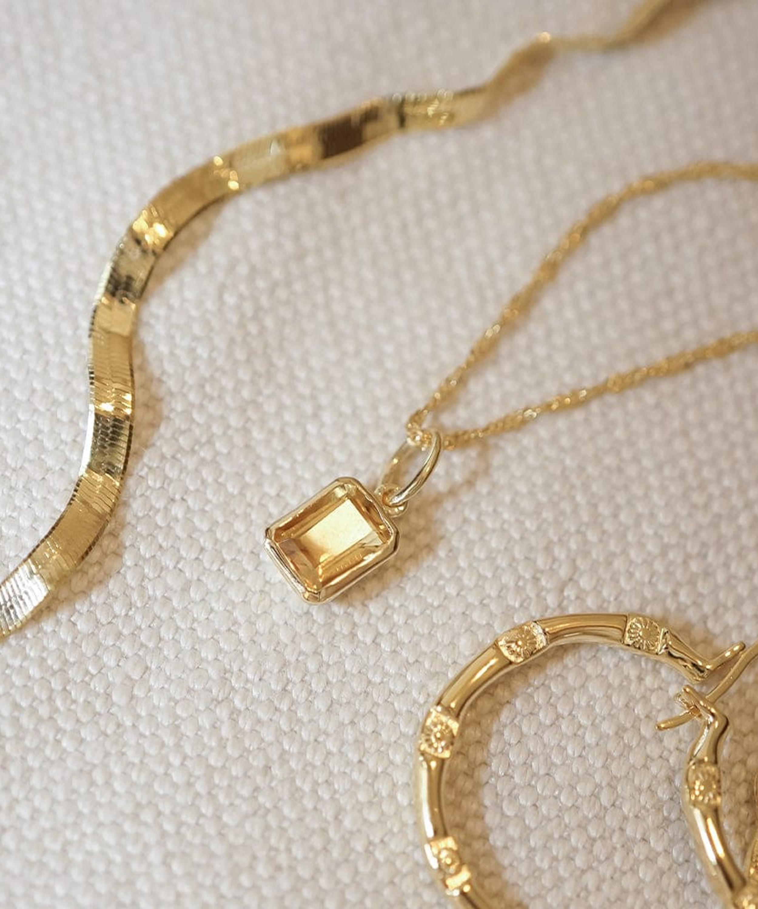 Daisy London - 18ct Gold-Plated Citrine November Birthstone Charm Necklace image number 2