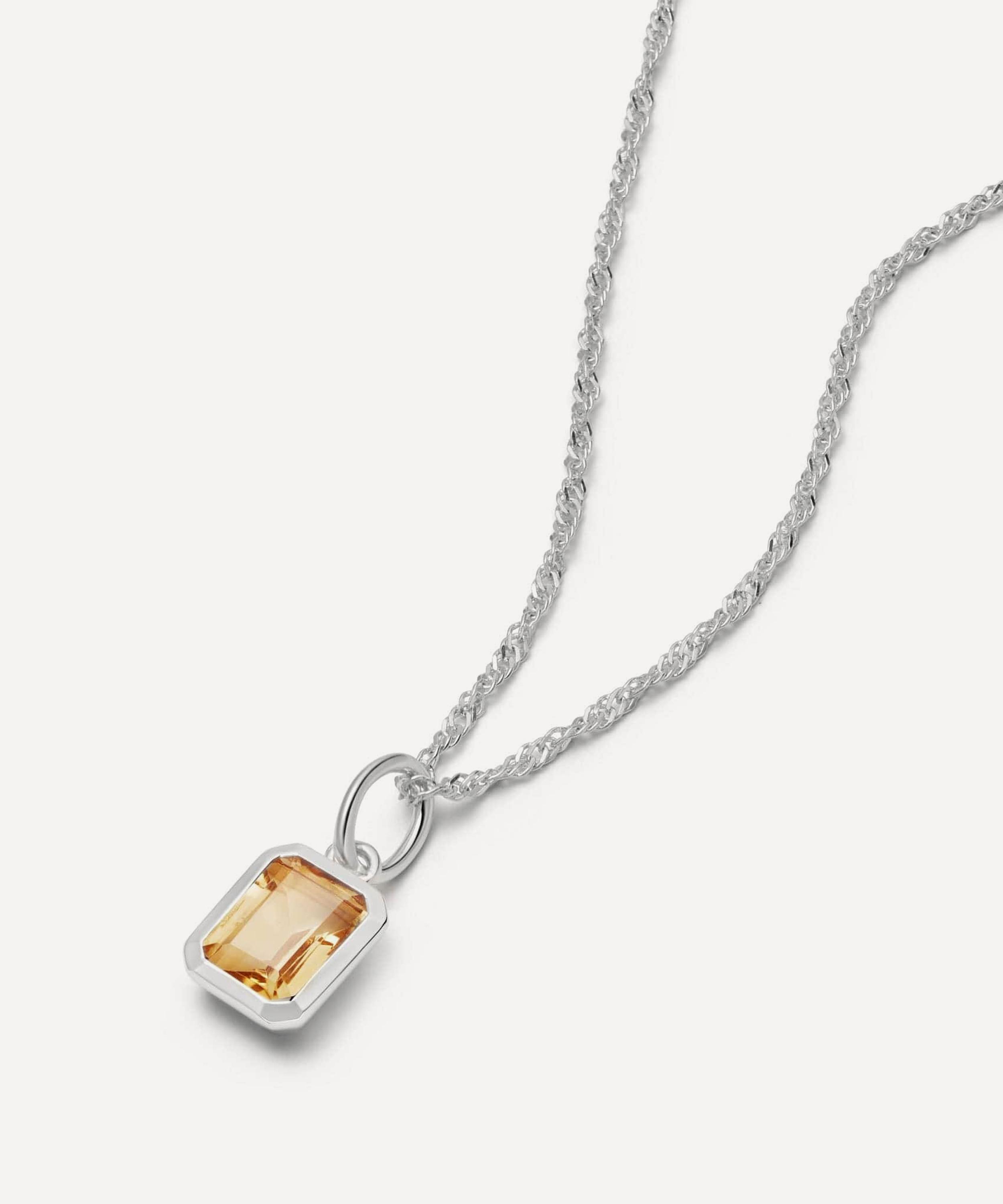 Daisy London - Sterling Silver Citrine November Birthstone Charm Necklace